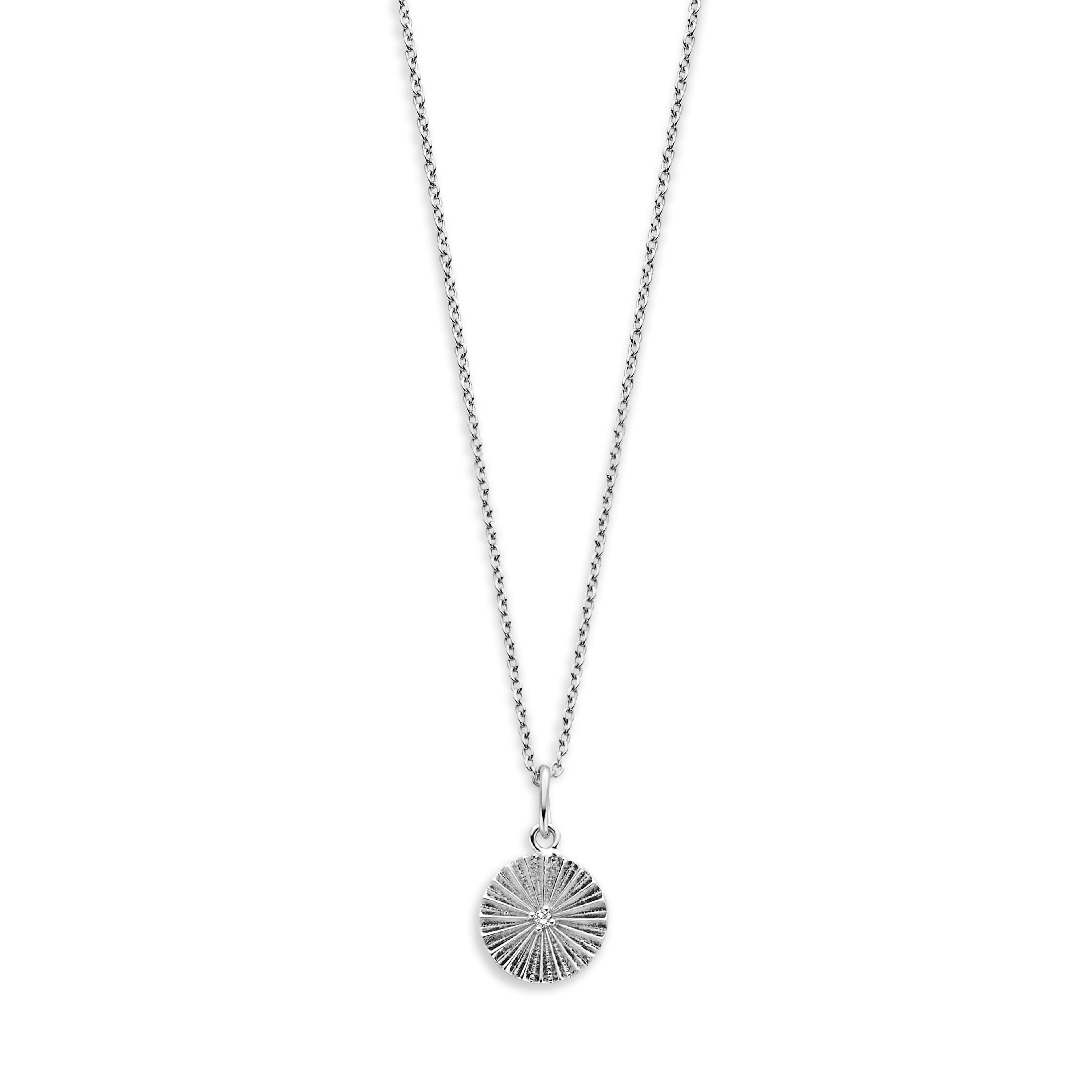 Sunshine halskæde 45 cm - sterlingsølv med 0,0125 CT brilliantsleben diamant-1