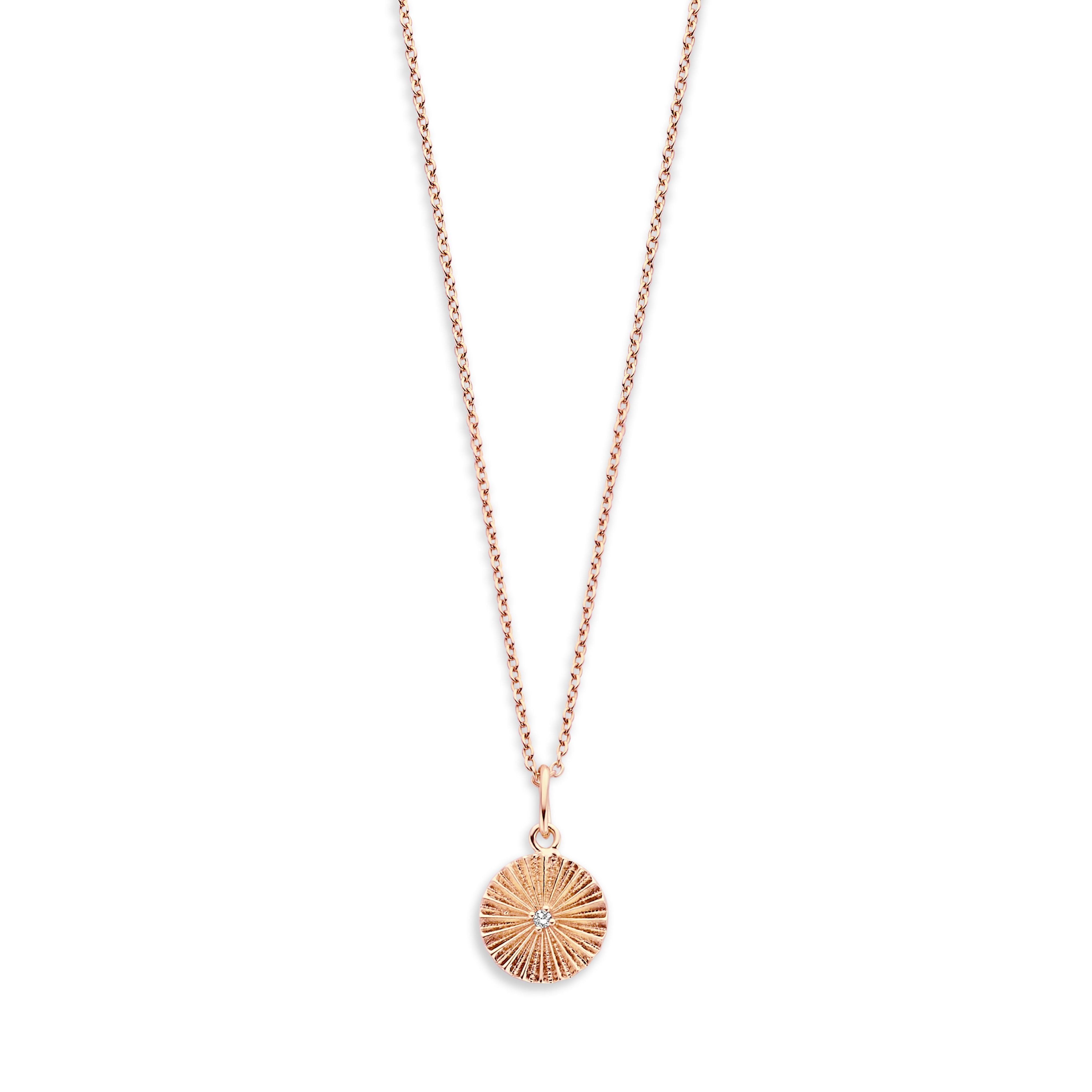 Sunshine halskæde 45 cm - sterlingsølv rosa forgyldt med 0,0125 CT brilliantsleben diamant-1