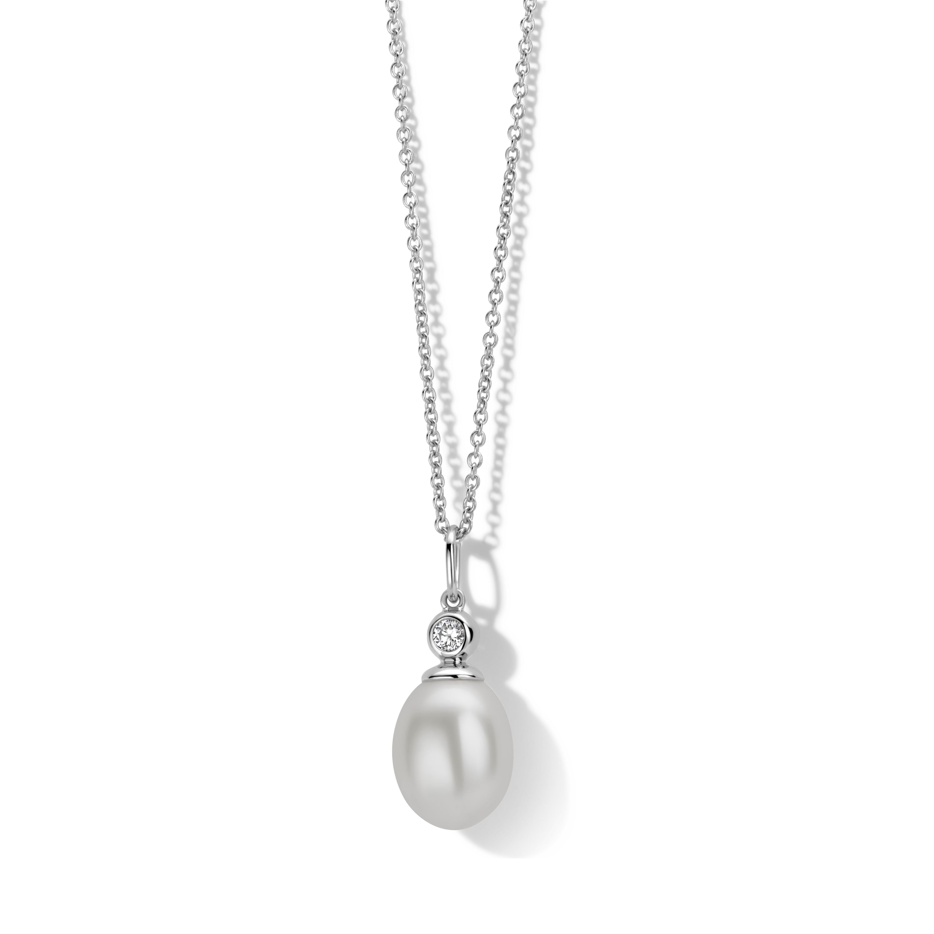 Figaro halskæde pearl - sterlingsølv - ferskvandsperle og zirkonia-3