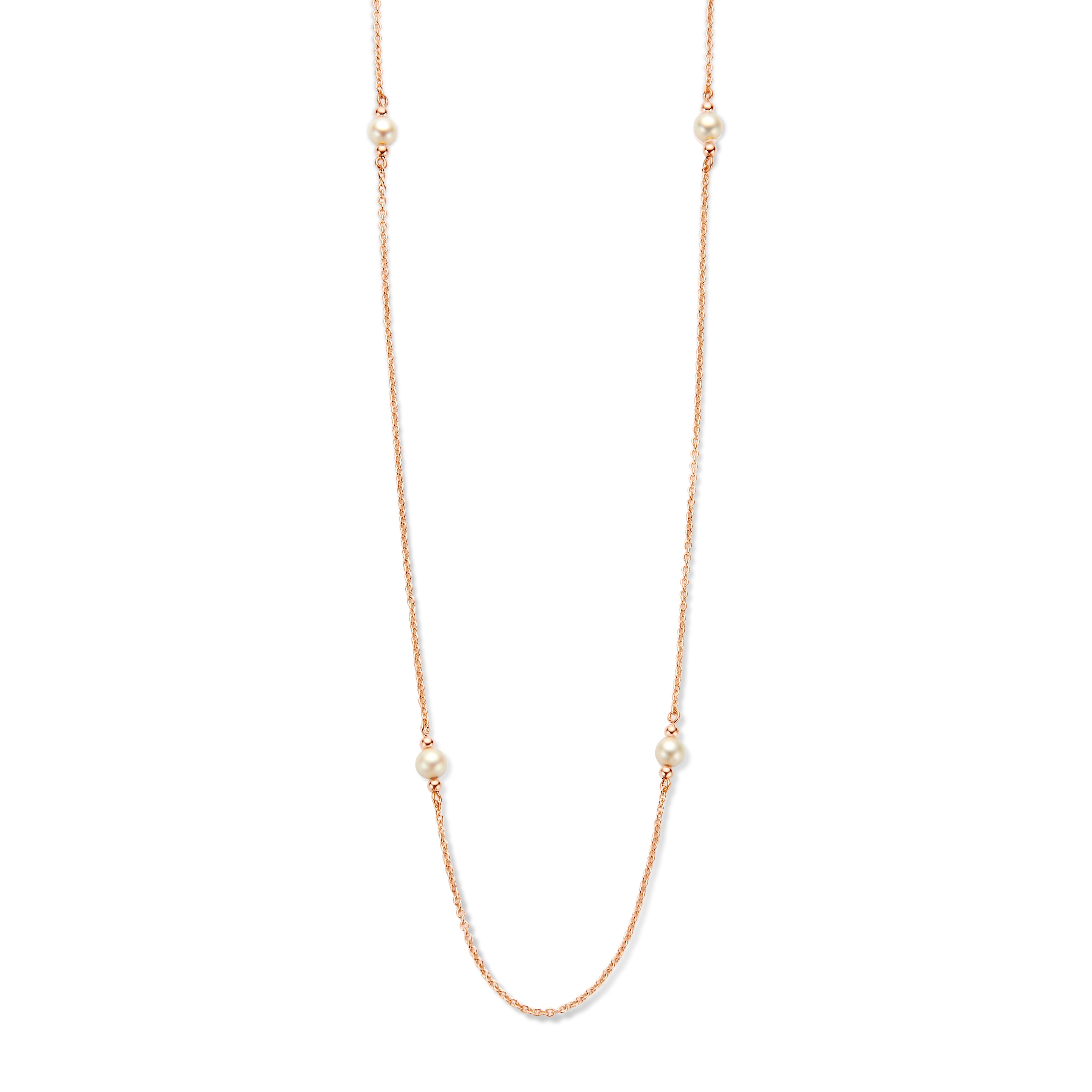 Athena halskæde 60/70 cm - sterlingsølv rosa forgyldt - ferskvandsperler-1