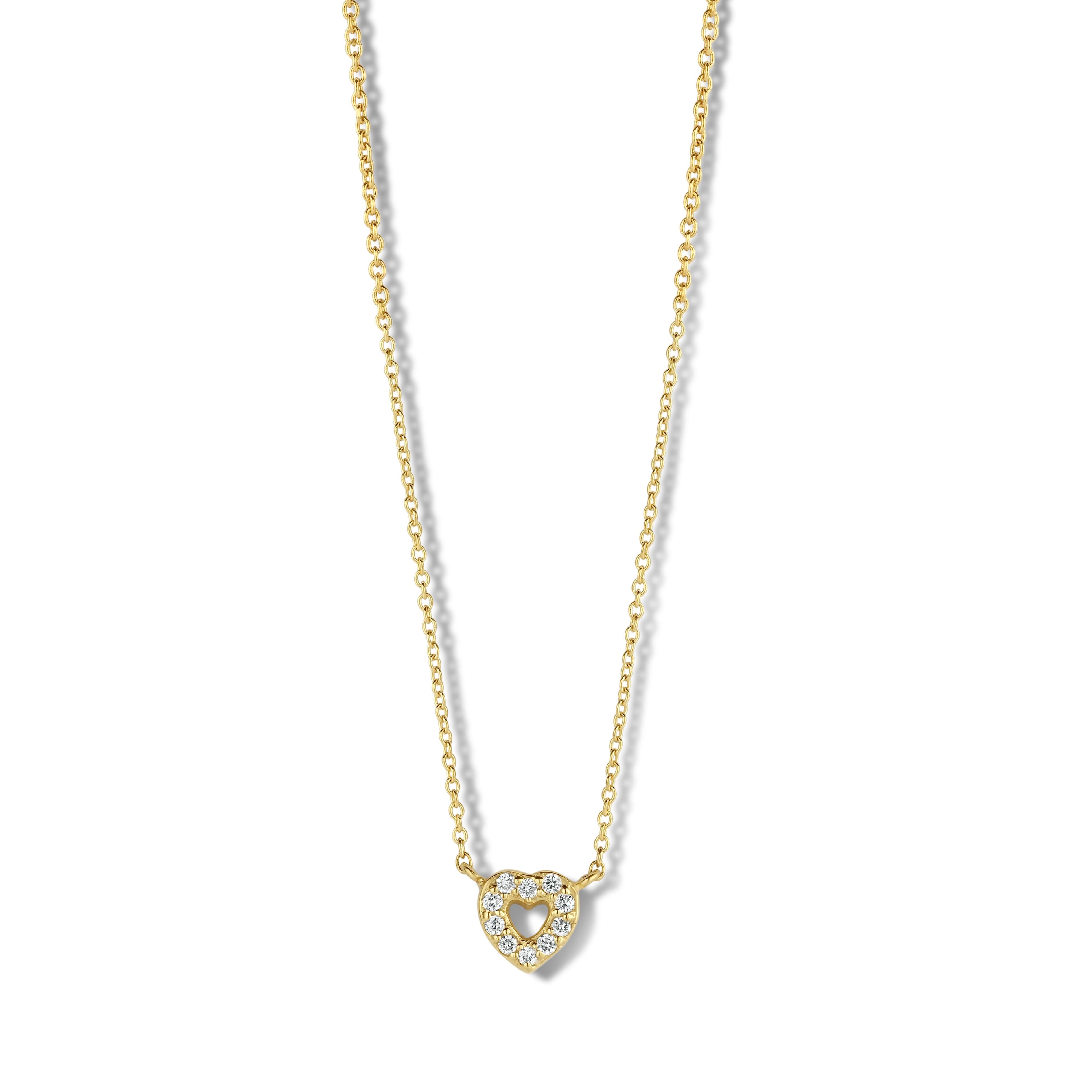 Devotion halskæde 45 cm - 14 kt. guld med 0,05 CT brillantslebne diamanter