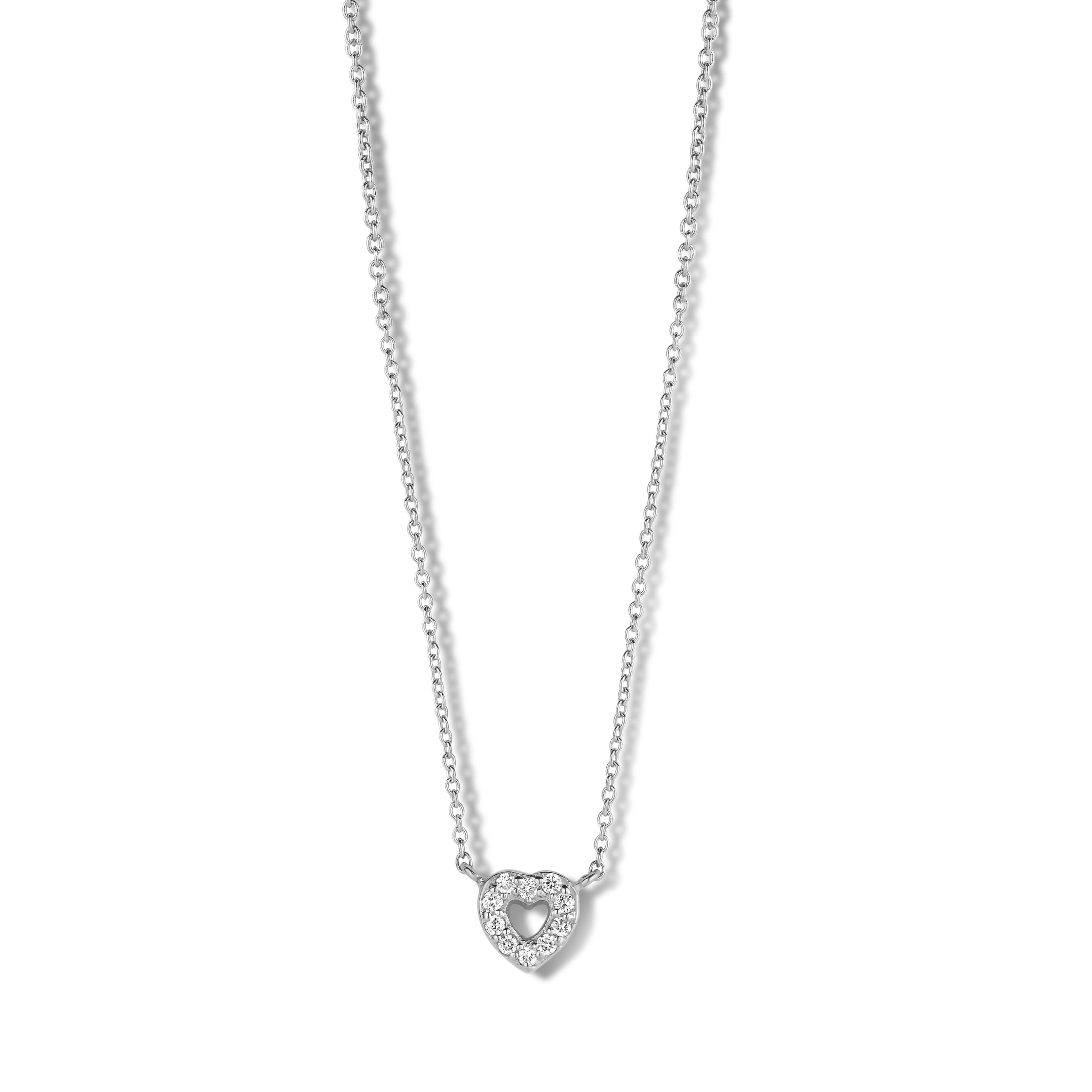Devotion halskæde 45 cm - 14 kt. hvidguld med 0,05 CT brillantslebne diamanter