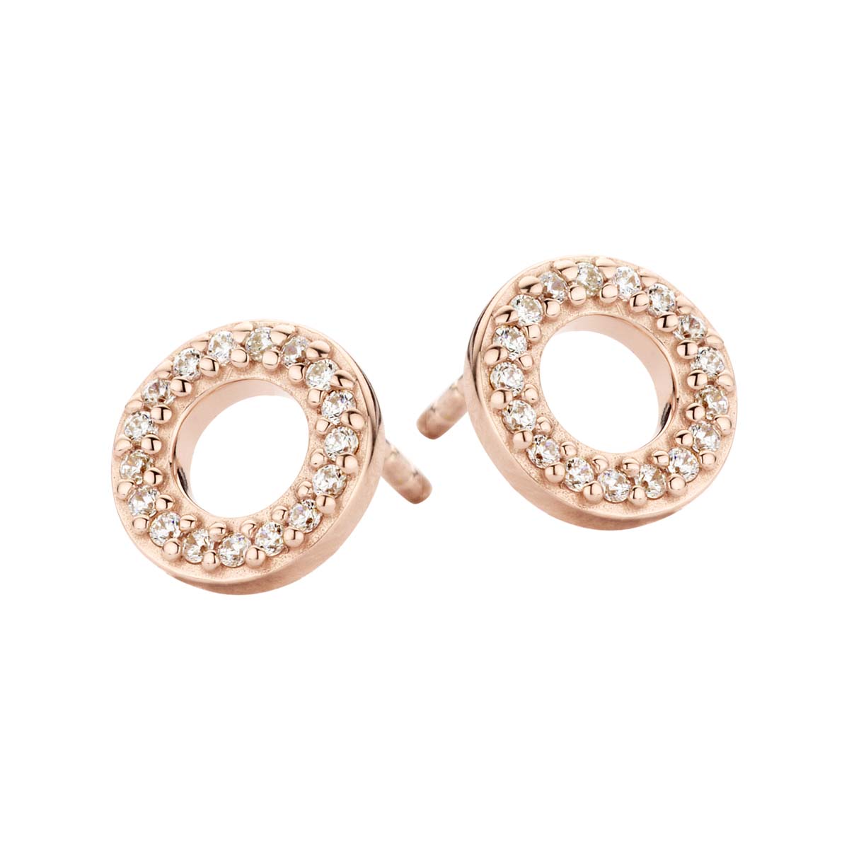 Trend øreringe - sterlingsølv rosa forgyldt - zirkonia-1