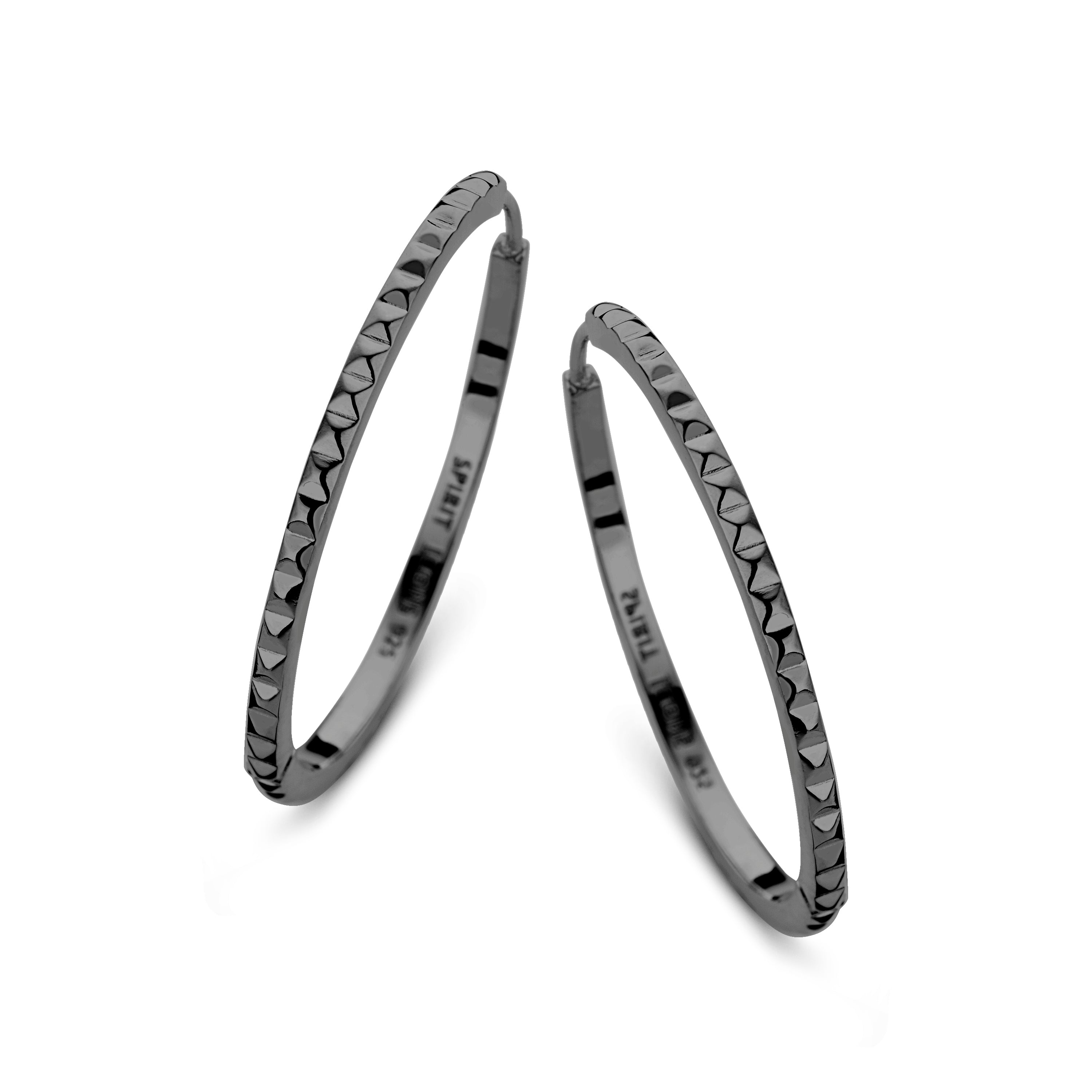 Peak creoler øreringe large - sterlingsølv ruthineret-1