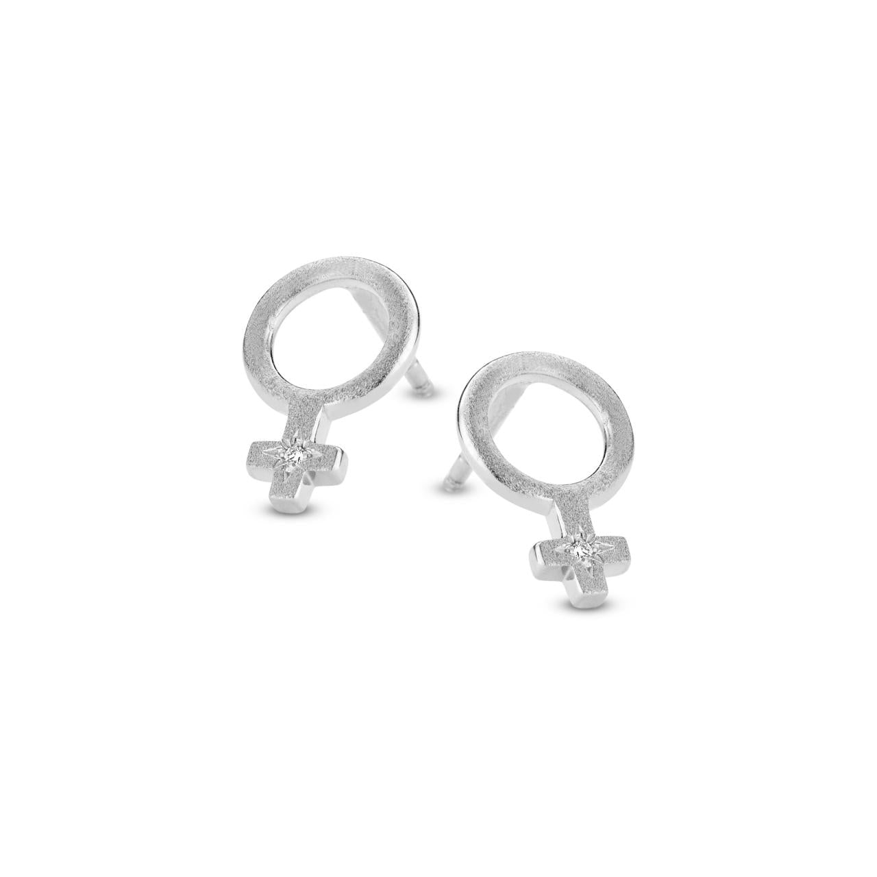 She øreringe - sterlingsølv - 0,01 CT brilliantslebne diamanter-1