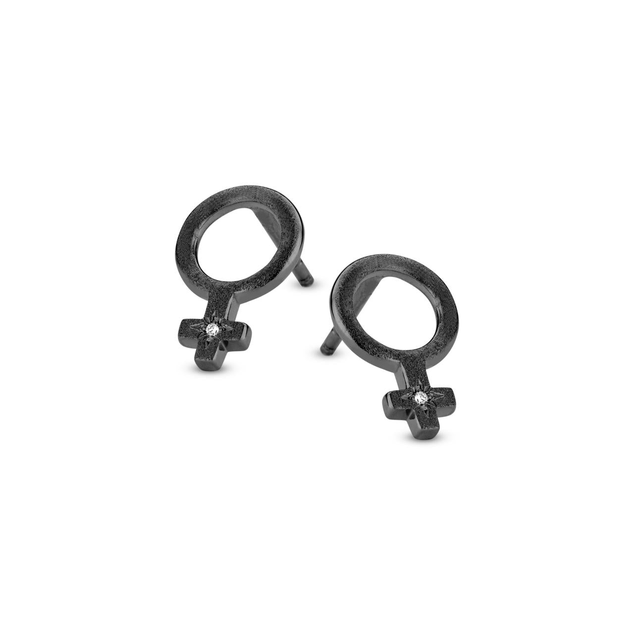 She øreringe - sterlingsølv ruthineret - 0,01 CT brilliantslebne diamanter-1