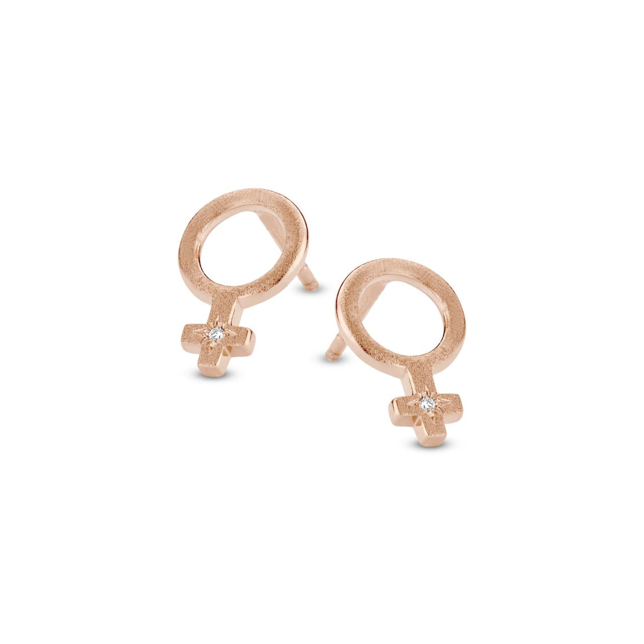 She øreringe - sterlingsølv rosa forgyldt - 0,01 CT brilliantslebne diamanter-1