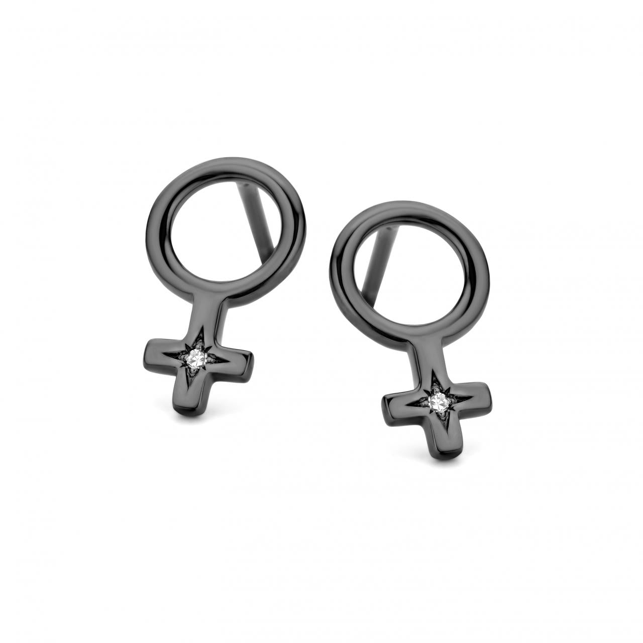 She øreringe - sterlingsølv ruthineret - blank - 0,01 CT brilliantslebne diamanter-1