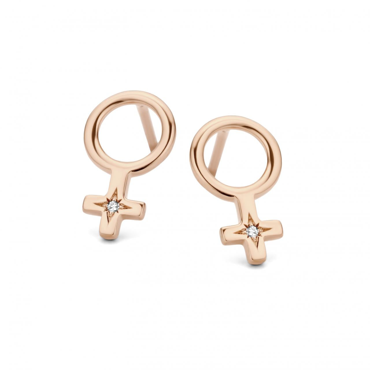 She øreringe - sterlingsølv rosa forgyldt - blank - 0,01 CT brilliantslebne diamanter-1