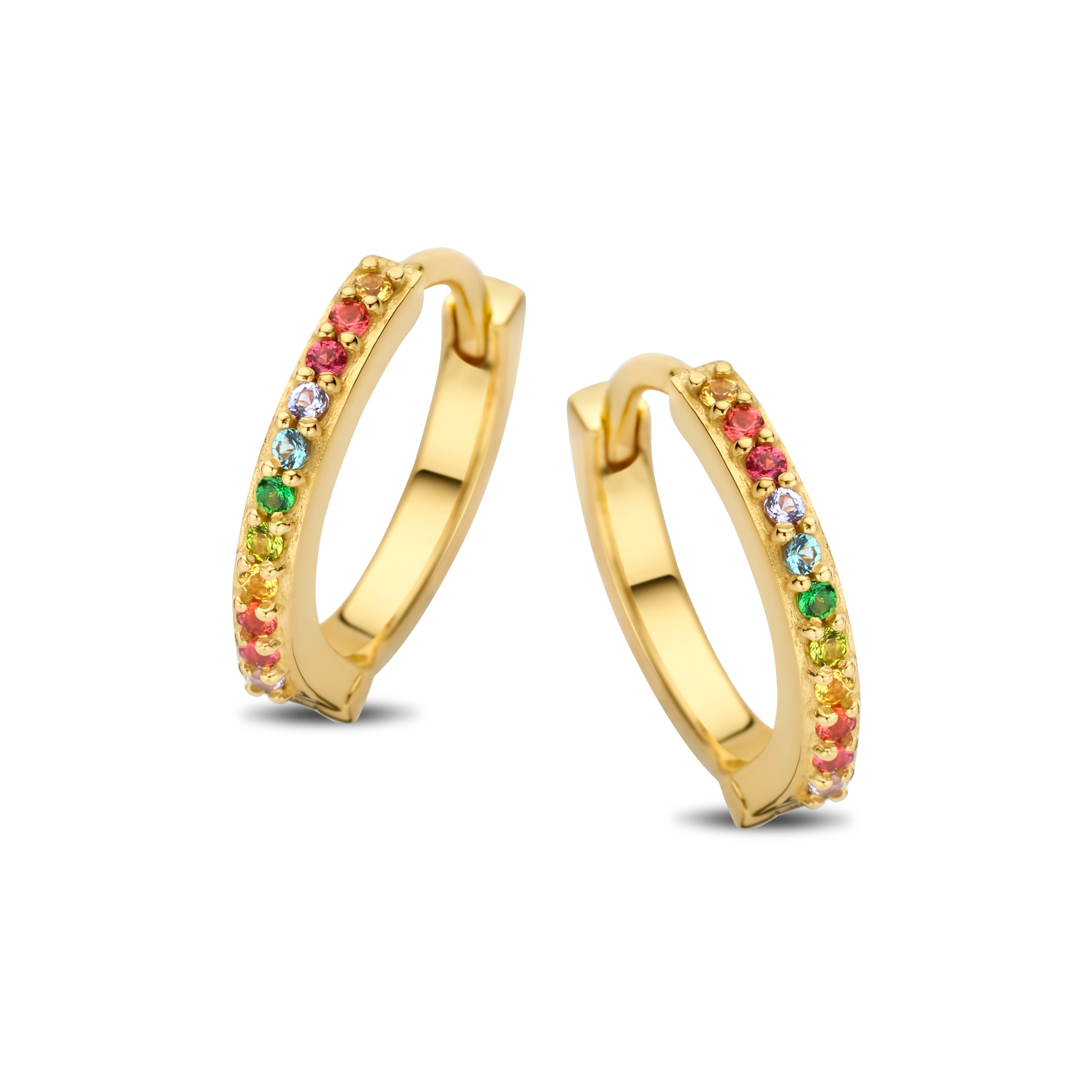 Passion hoop øreringe x small - sterlingsølv forgyldt - multifarvede zirkonia