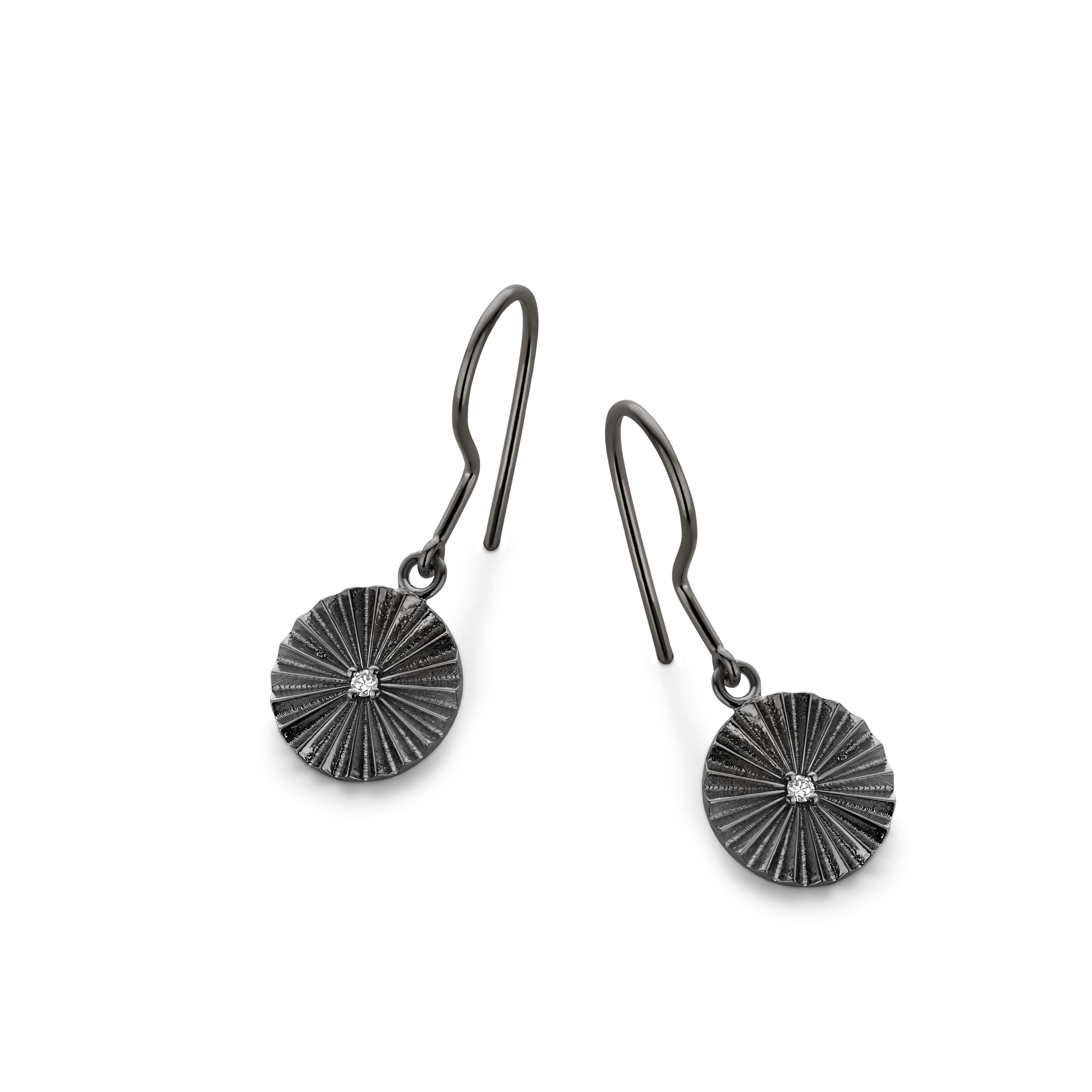 Sunshine ørehængere - sterlingsølv ruthineret - 0,0125 CT brilliantslebne diamanter-1