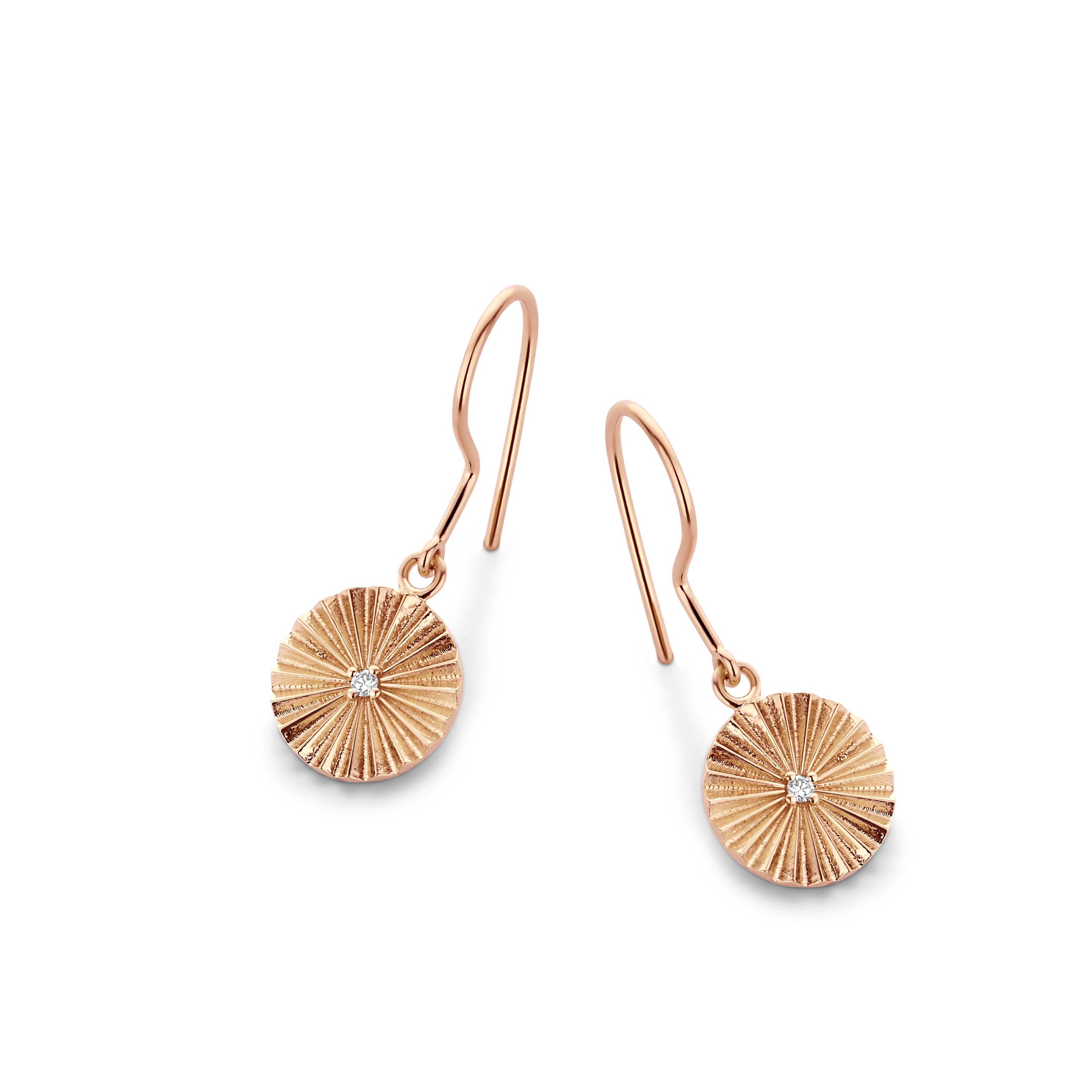 Sunshine ørehængere - sterlingsølv rosa forgyldt - 0,0125 CT brilliantslebne  diamanter-1