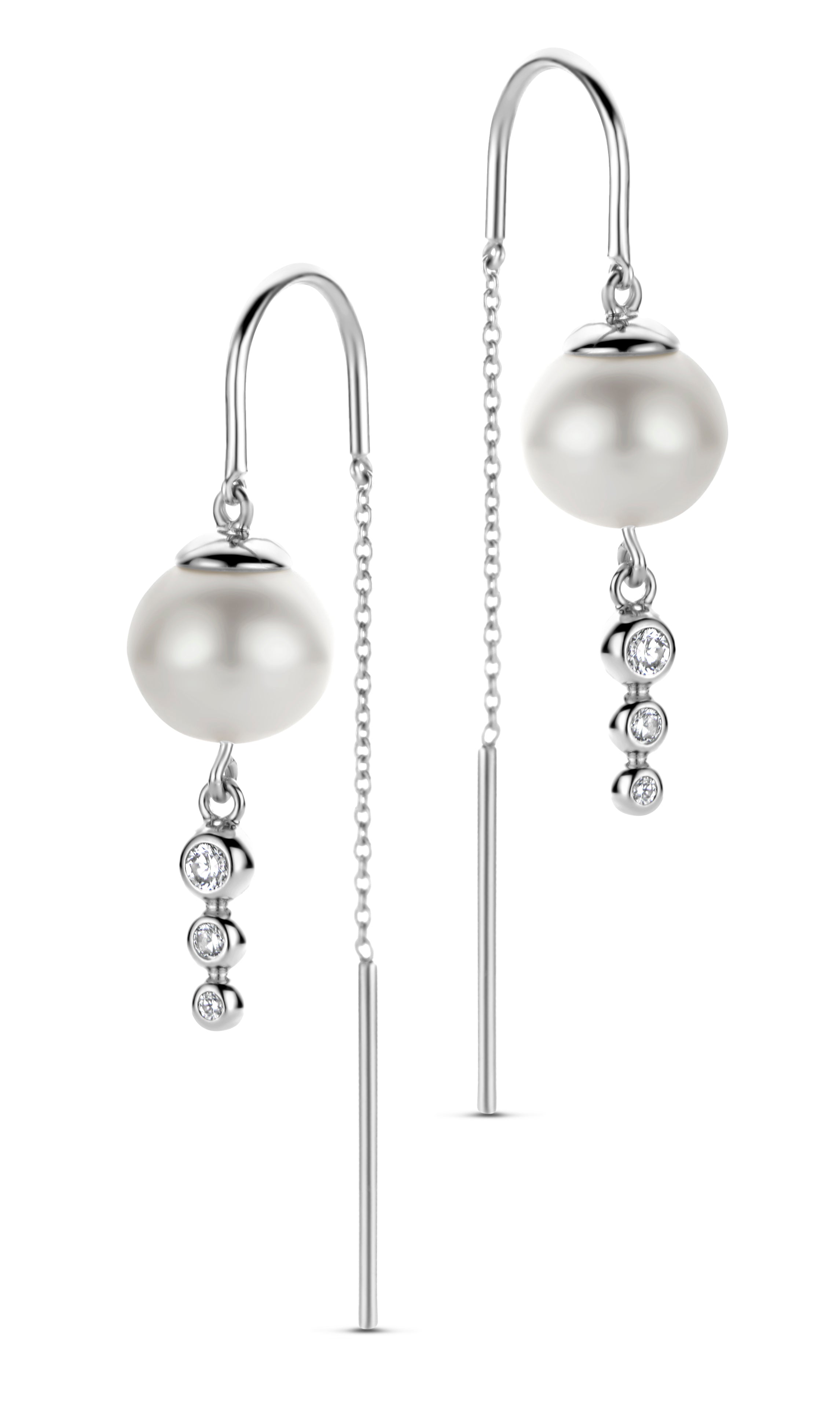 Swan ørehængere - sterlingsølv - zirkonia og ferskvandsperler-1