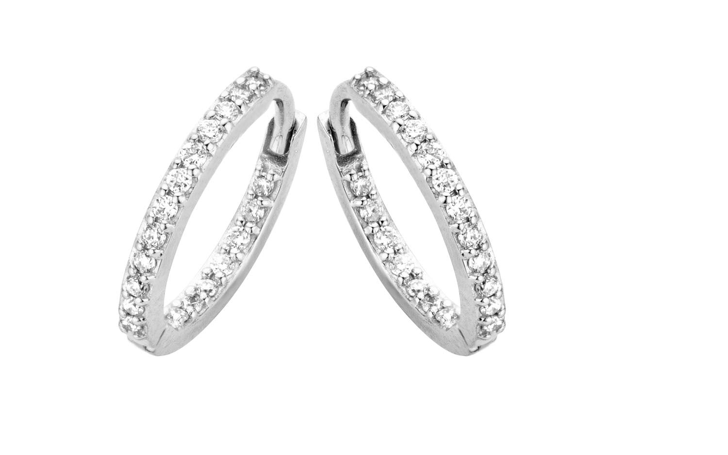 Lagoon øreringe small - 14 kt. hvidguld med 0,19 CT brilliantslebne diamanter-1