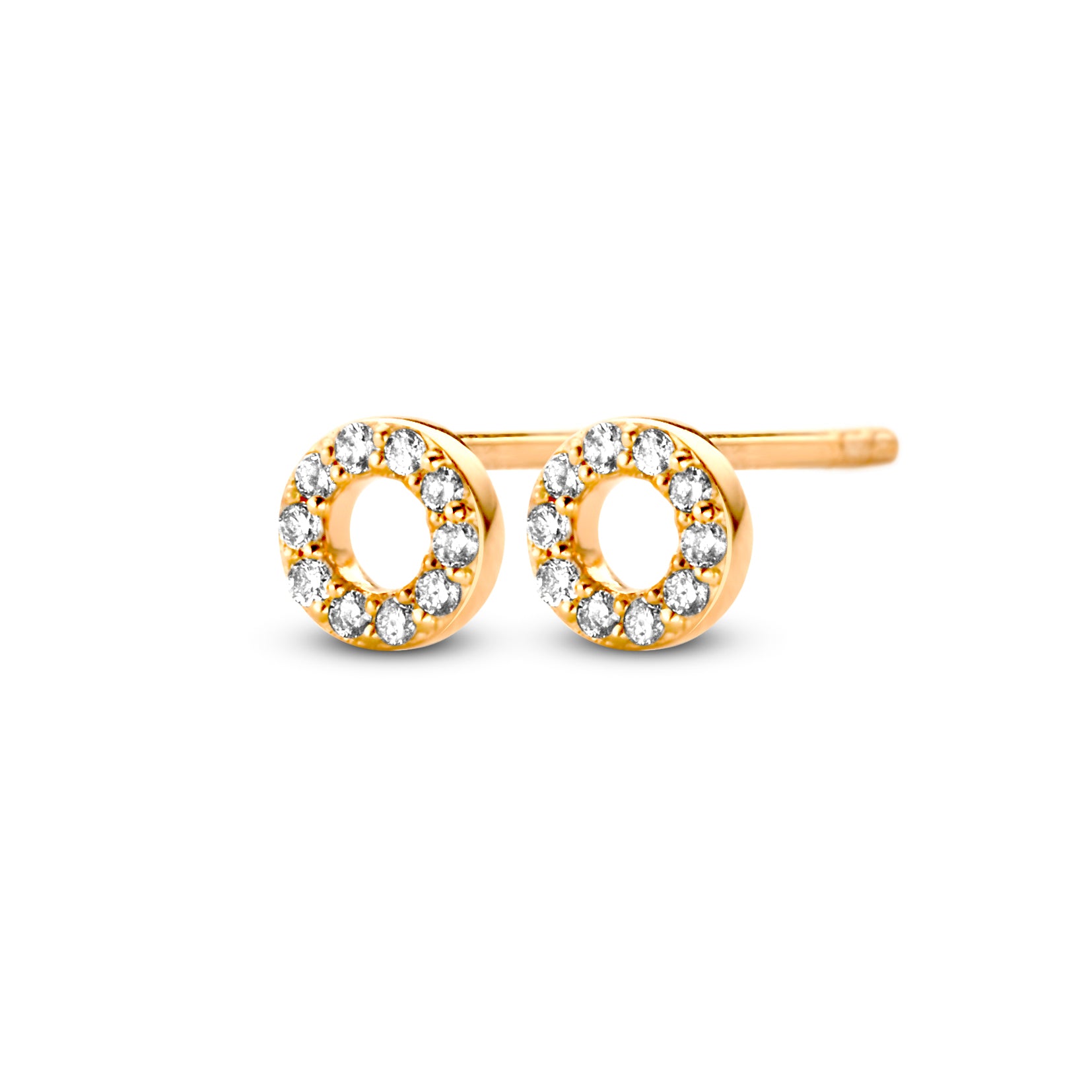 Halo øreringe small - 14 kt. guld med 0,09 CT brilliantslebne diamanter-1
