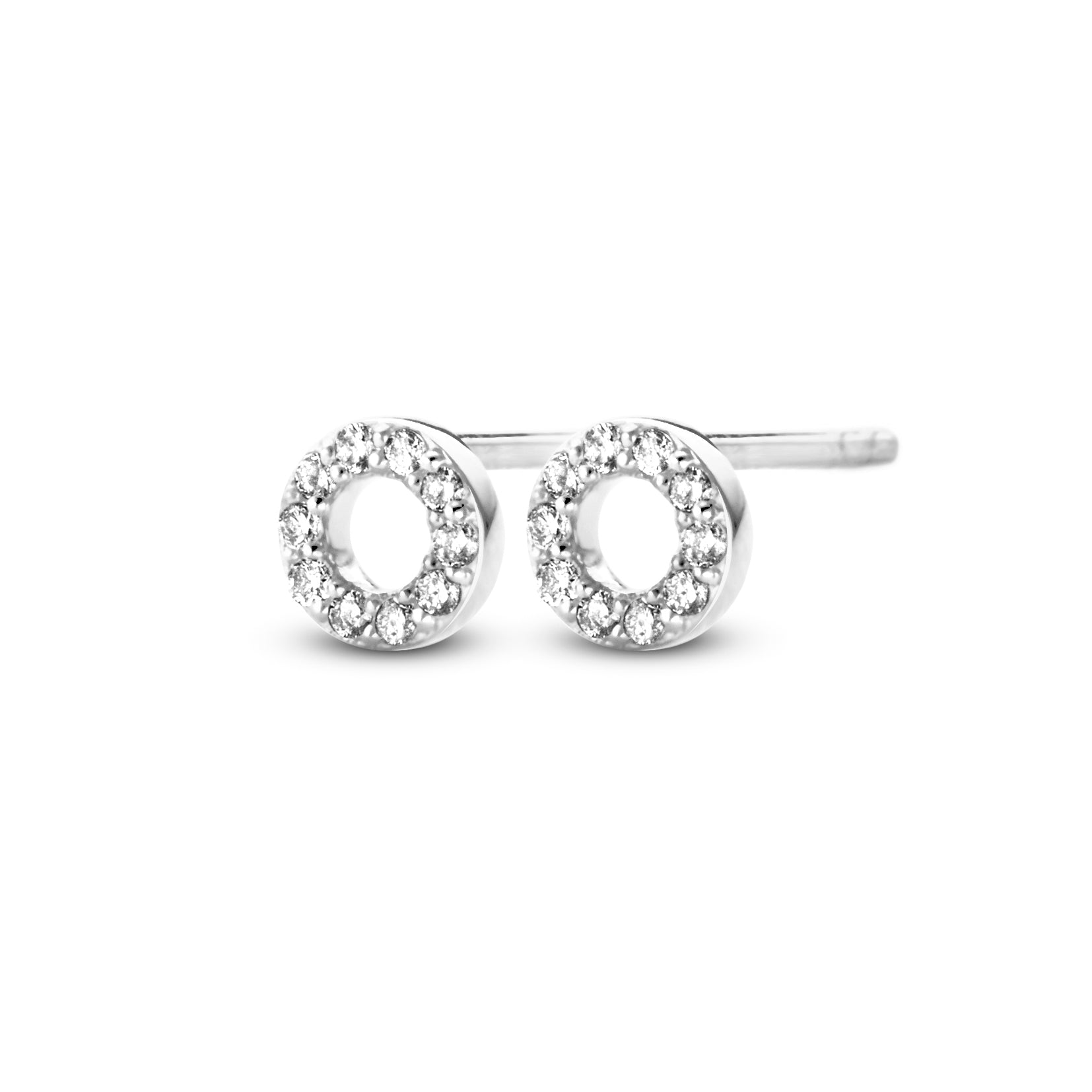 Halo øreringe small - 14 kt. hvidguld med 0,09 CT brilliantslebne diamanter-1