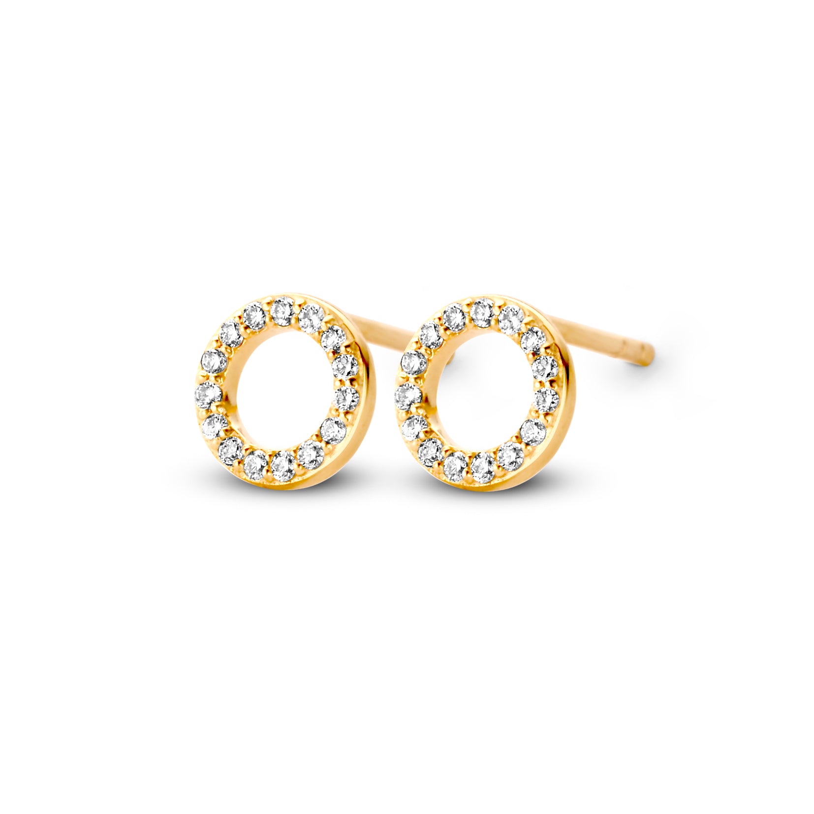 Halo øreringe medium - 14 kt. guld med 0,15 CT brilliantslebne diamanter-1