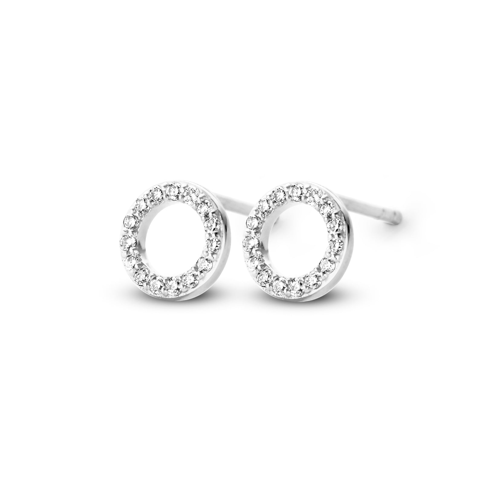 Halo øreringe medium - 14 kt. hvidguld med 0,15 CT brilliantslebne diamanter-1