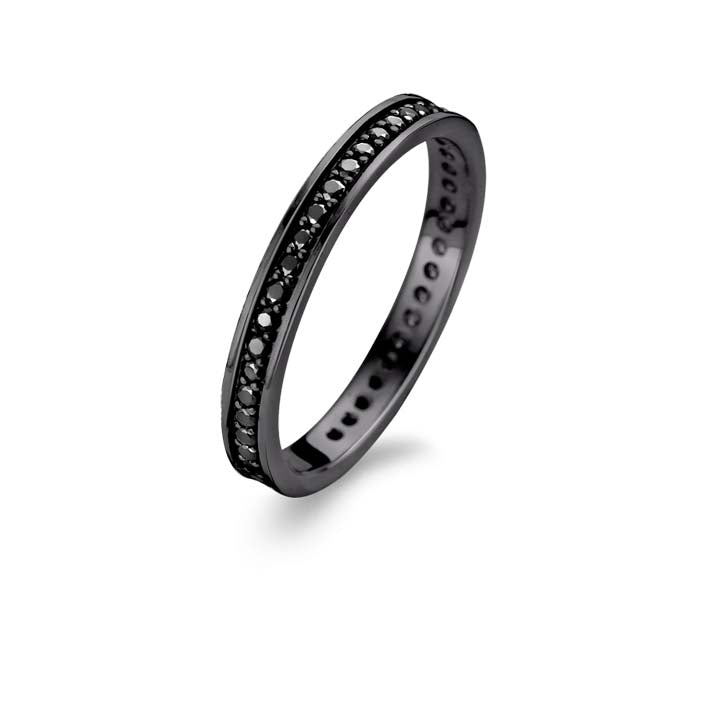 Chic ring 2 mm - sterlingsølv ruthineret - zirkonia-1