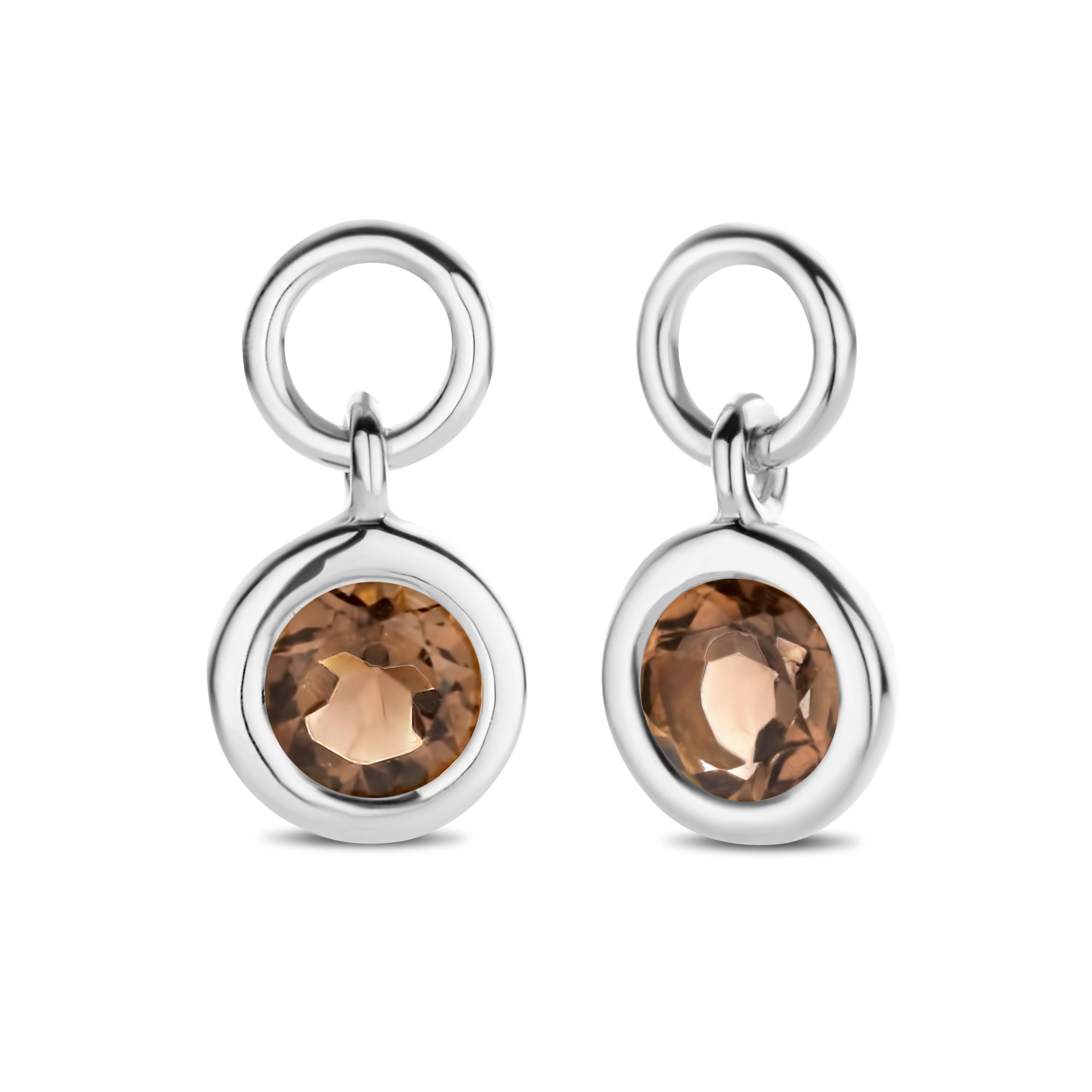 Sky vedhæng til hoops - 14 kt. hvidguld med røgfarvet kvarts-1