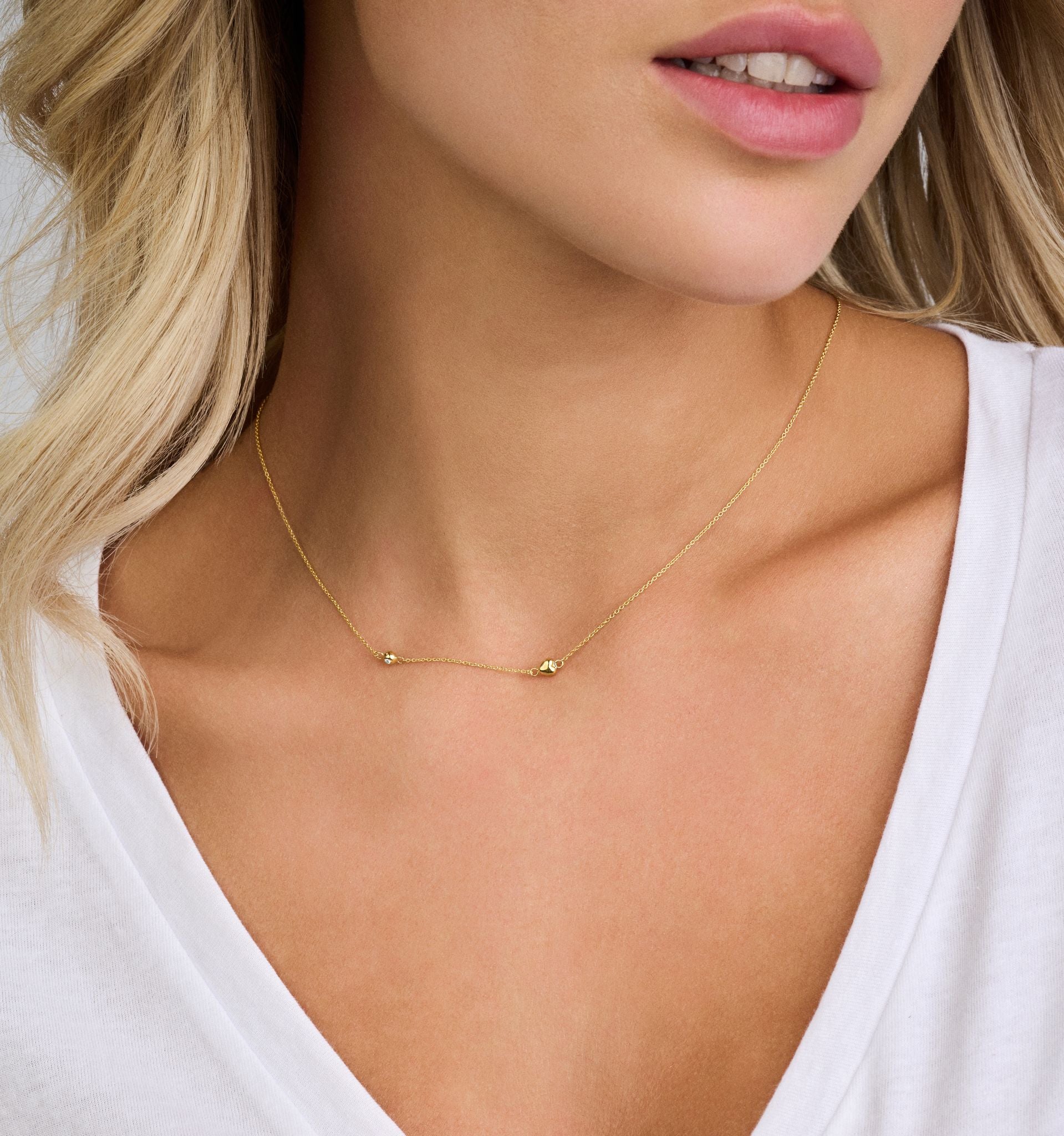 Miracle halskæde 45 cm - 14 kt. guld med 0,02 CT brilliantsleben diamant-1