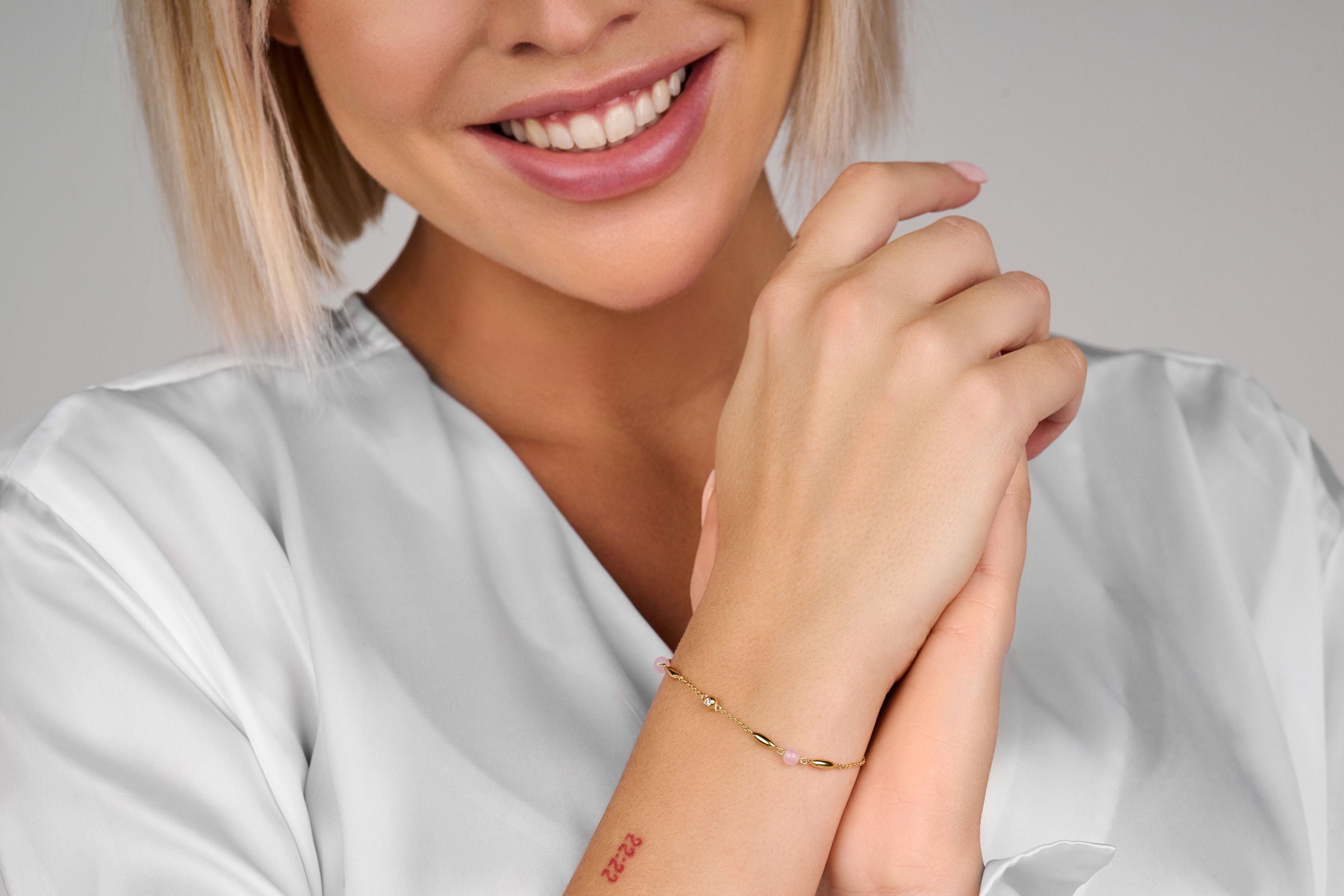 Cornelia armbånd - sterlingsølv forgyldt - lyserøde agater og zirkonia-2