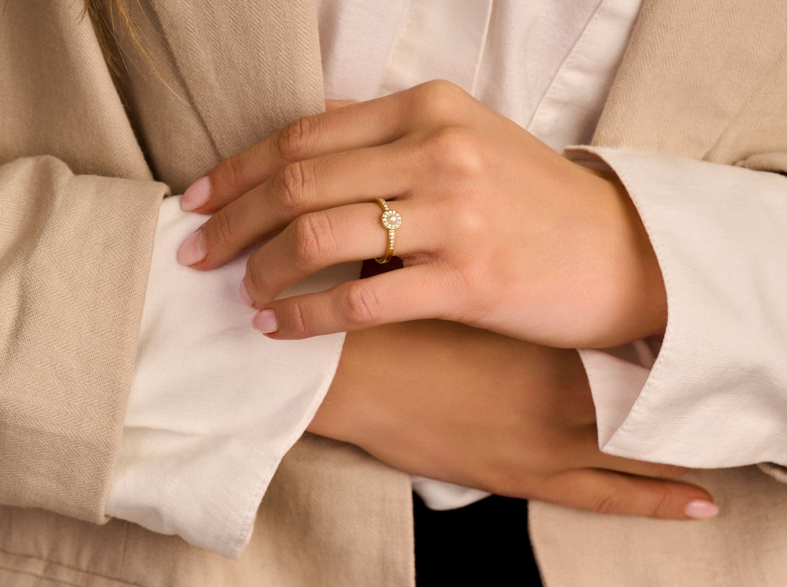 ETERNAL PEARL RING 0,11 Ct Wvs PEARL 14K-2