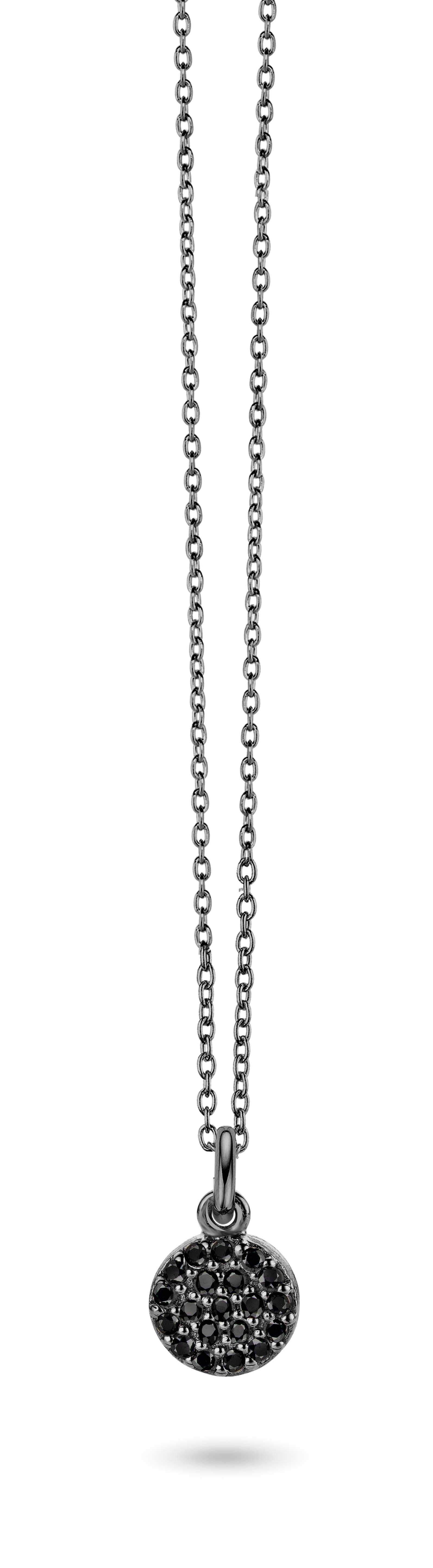 Mini halskæde 45 cm - sterlingsølv ruthineret - zirkonia-1