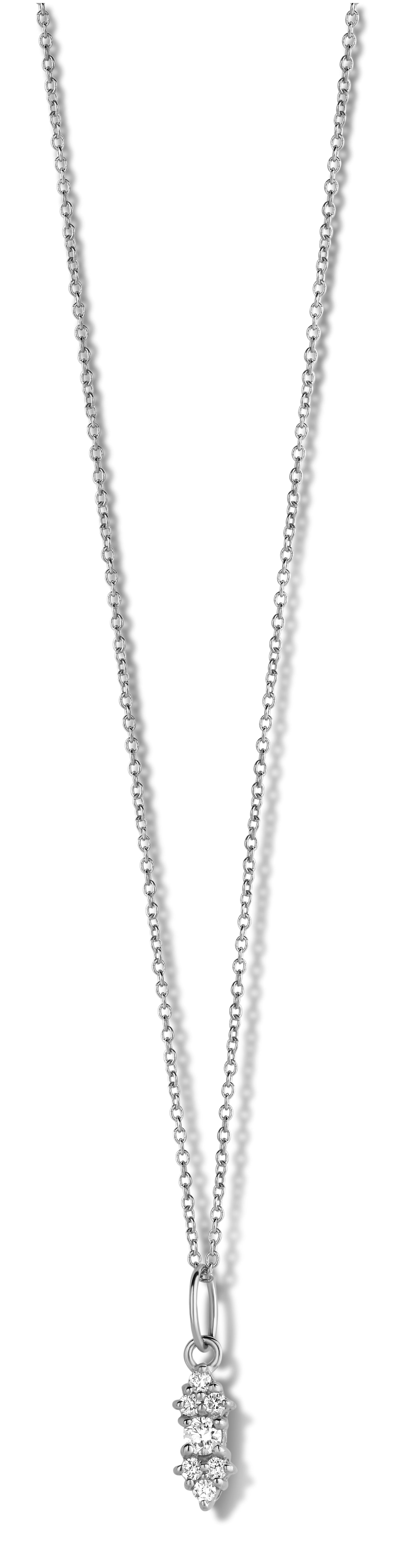 Vida halskæde 45 cm - 14 kt. hvidguld med 0,11 CT brillantslebne diamanter-2