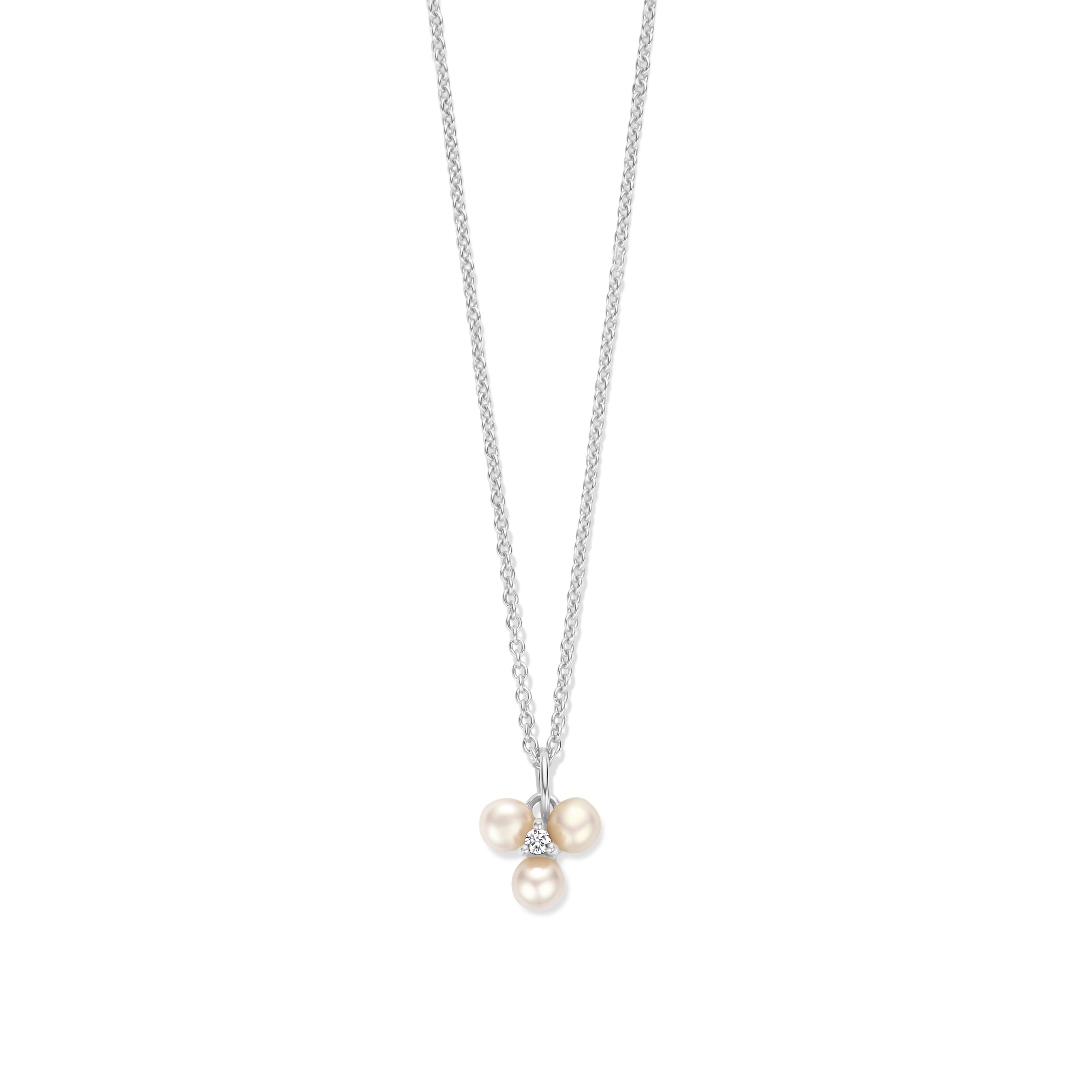 Viola pearl halskæde - 14 kt hvidguld med 0,01 CT brilliantsleben diamant og ferskvandsperler