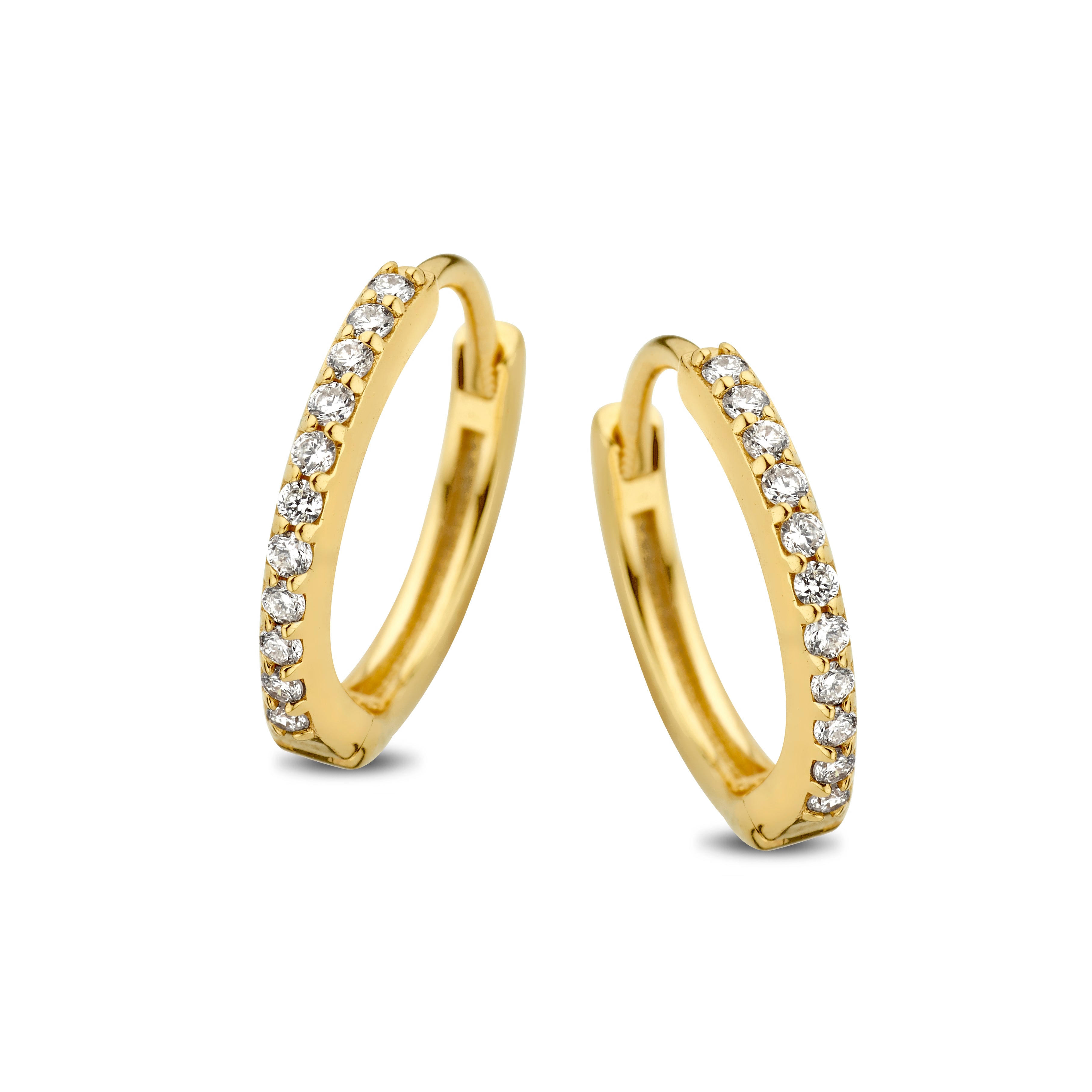 Lagoon hoops øreringe small - 14 kt. guld med 0,11 CT brilliantslebne diamanter-1