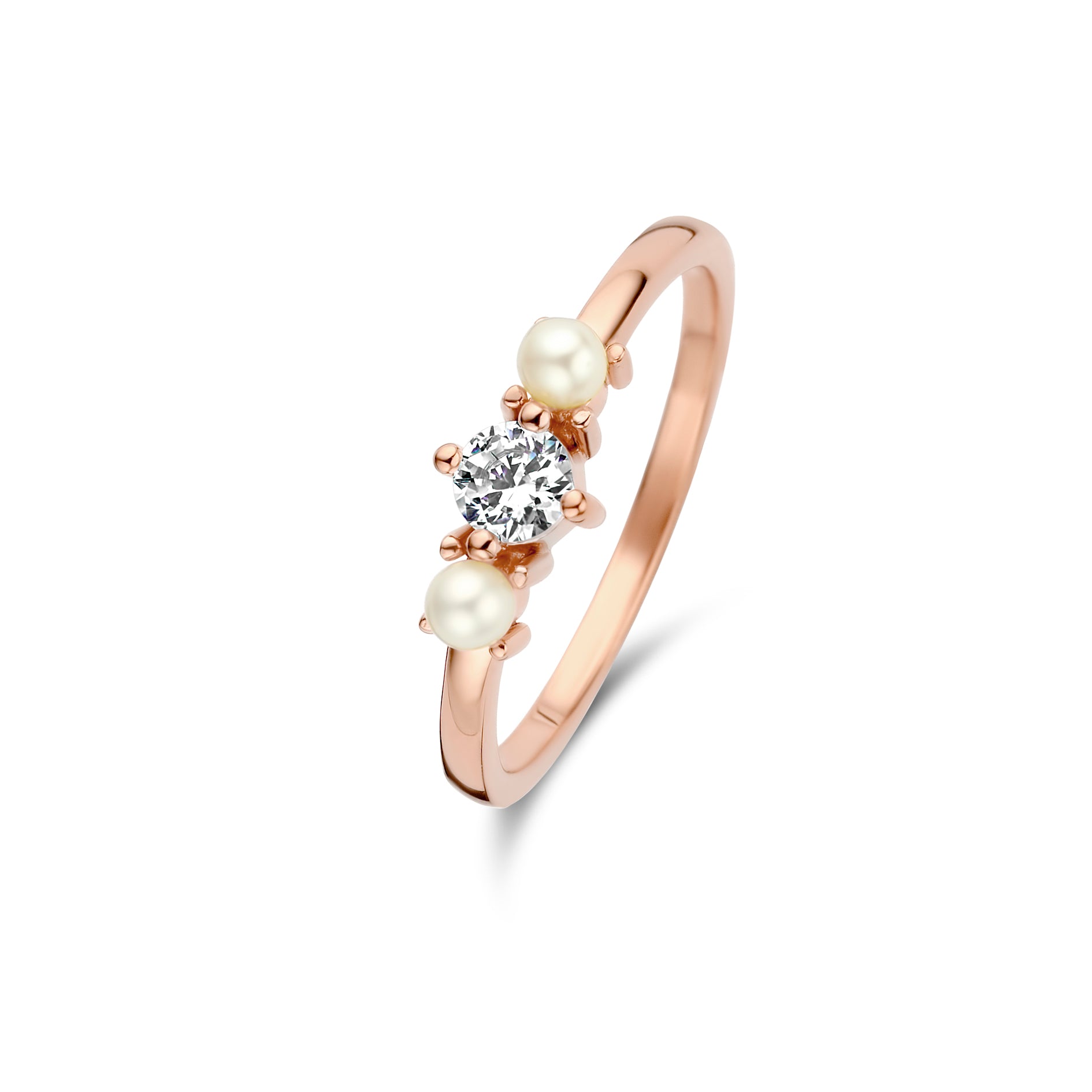 Ocean ring - sterlingsølv rosa forgyldt - zirkonia og ferskvandsperler-2