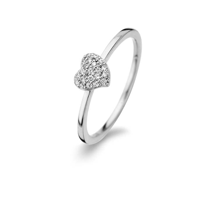 GLOWING HEART RING SL CZ