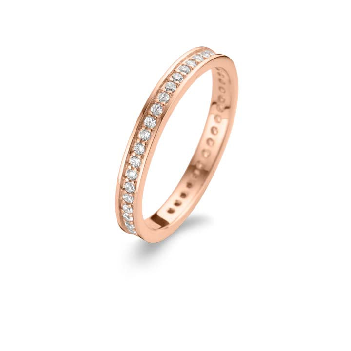 Chic ring 2 mm -  sterlingsølv rosa forgyldt - zirkonia-1