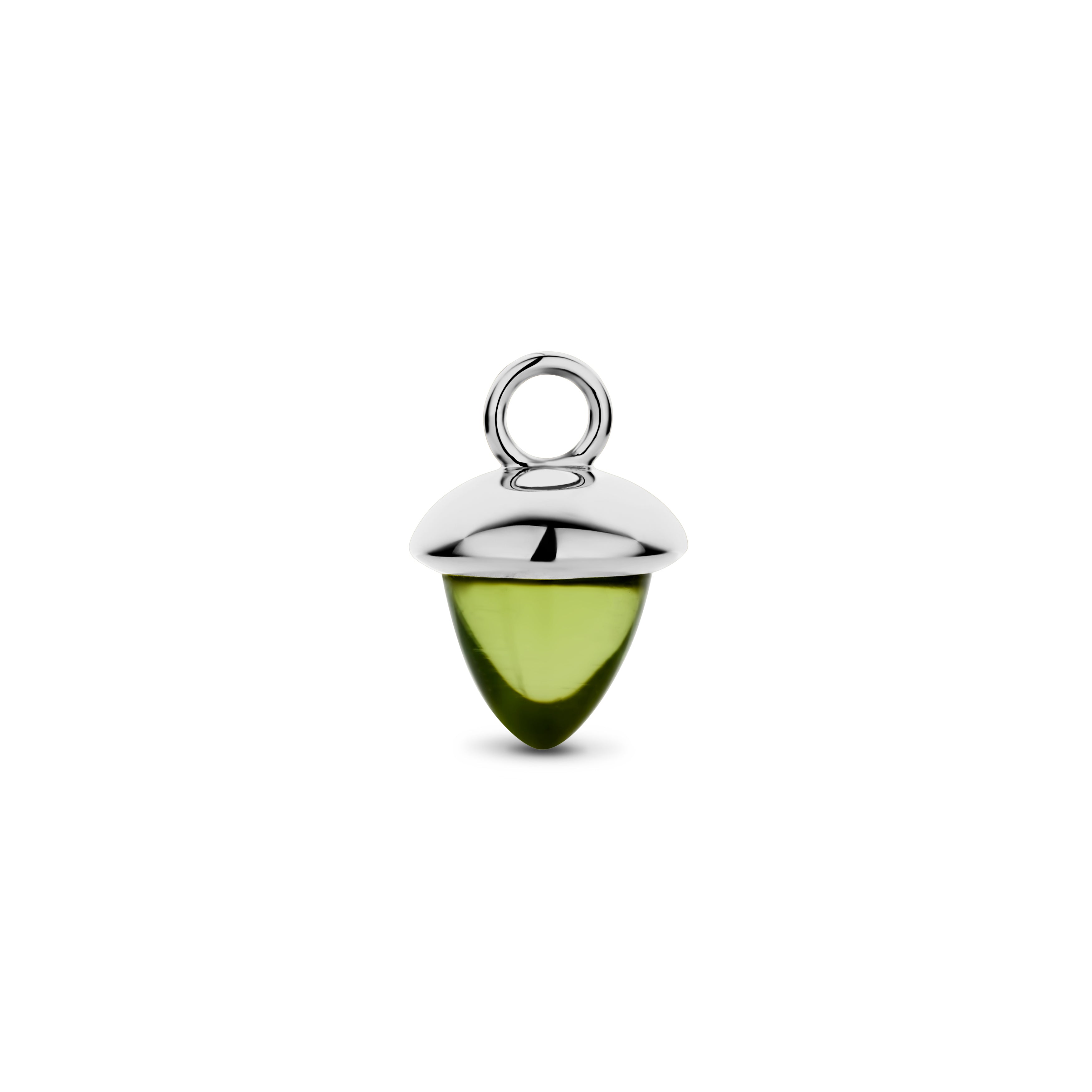 Acorn vedhæng - 14 kt hvidguld med peridot-1