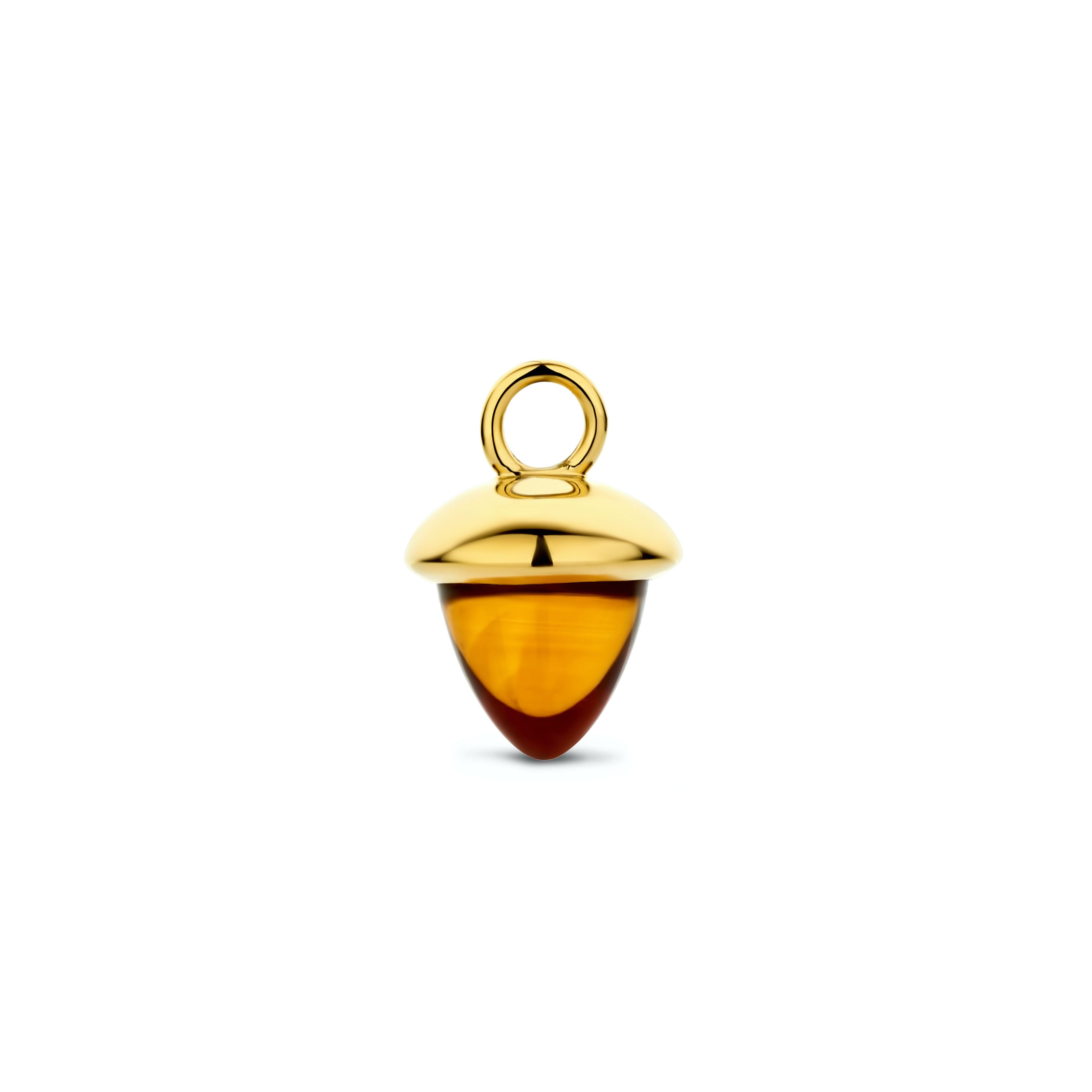 Acorn vedhæng - 14 kt. guld med orange citrine