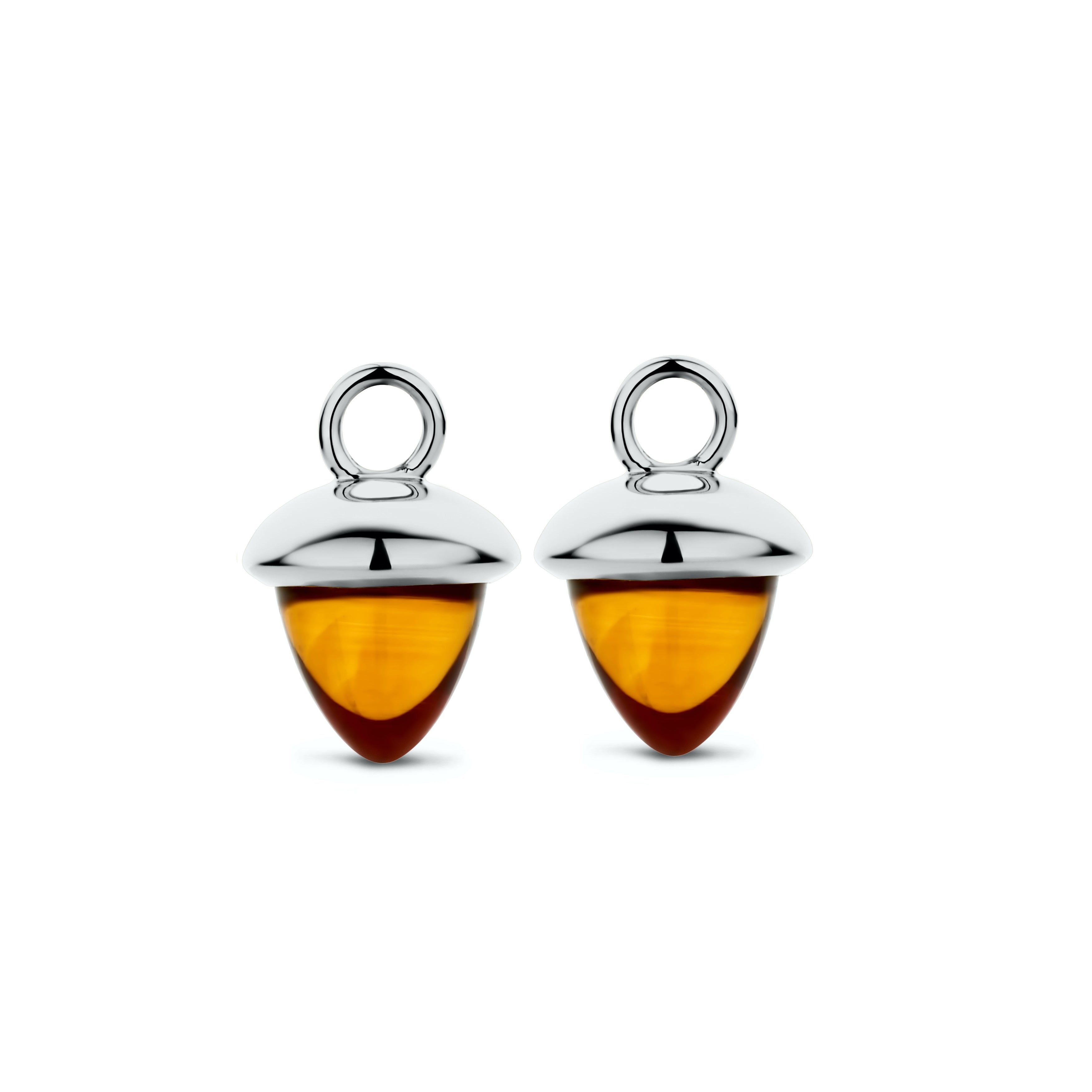 Acorn vedhæng - 14 kt hvidguld med brandy citrine-1