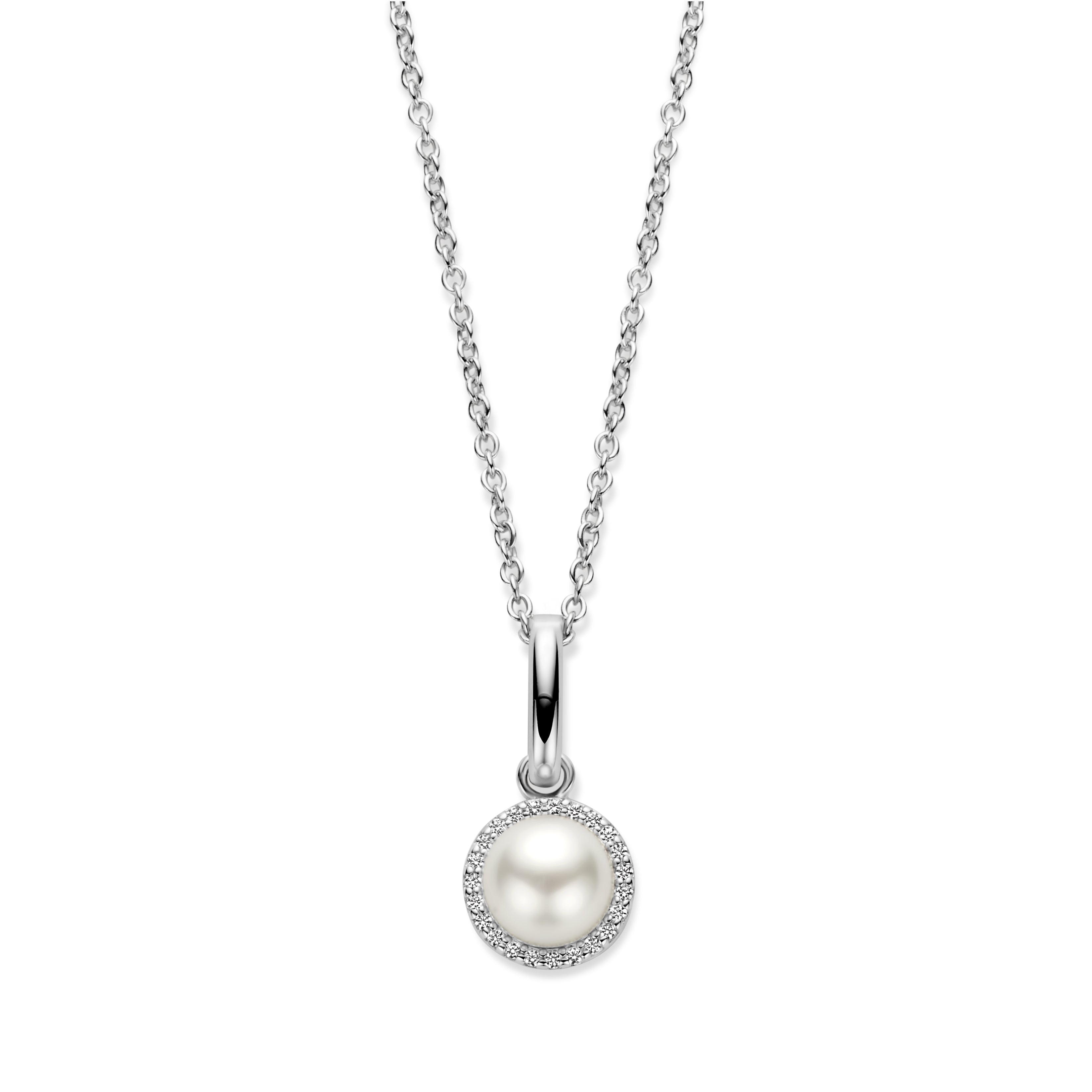 Euphoria pearl halskæde - sterlingsølv - ferskvandsperle og zirkonia-1