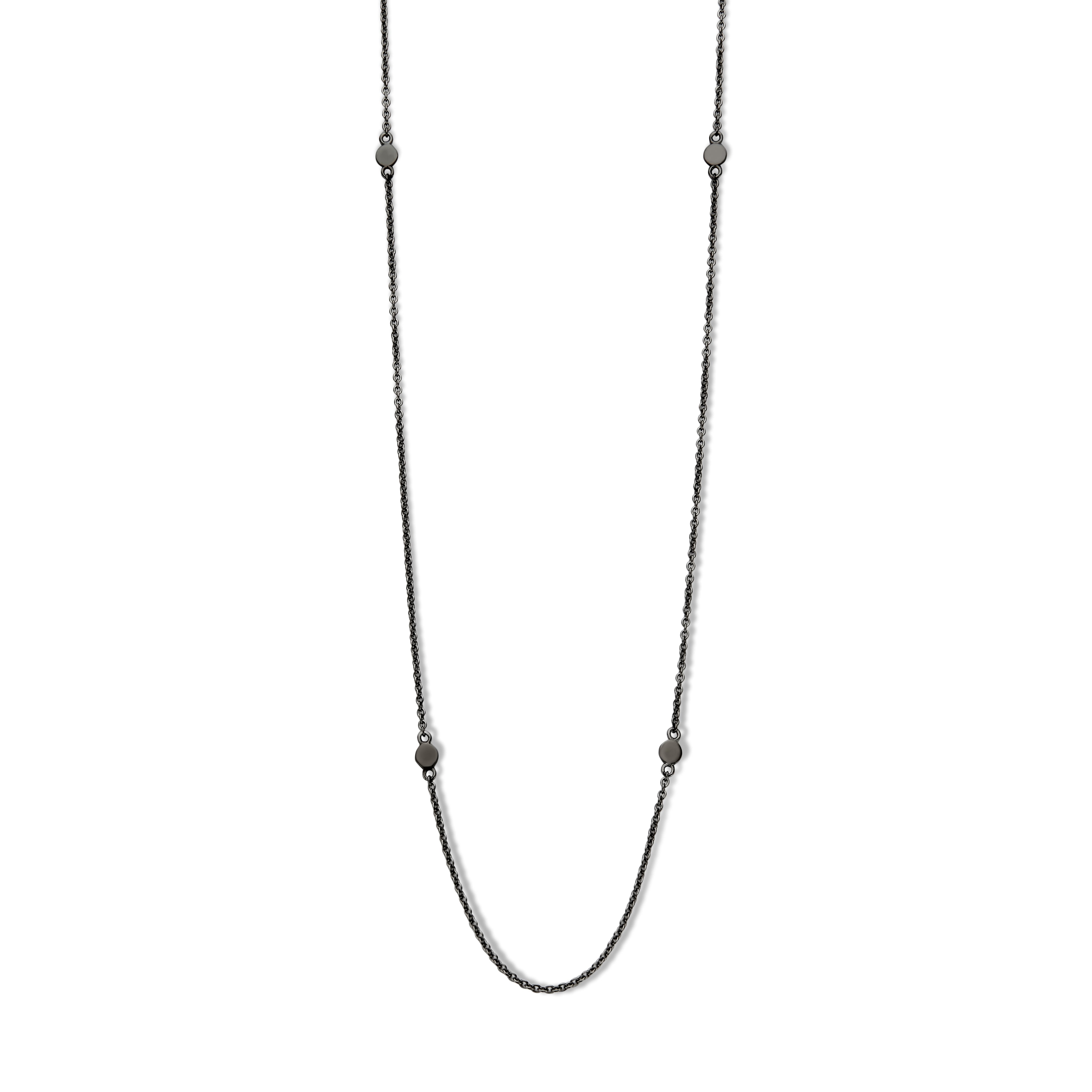 Obsession halskæde 60/70 cm - sølv sort ruthineret-1