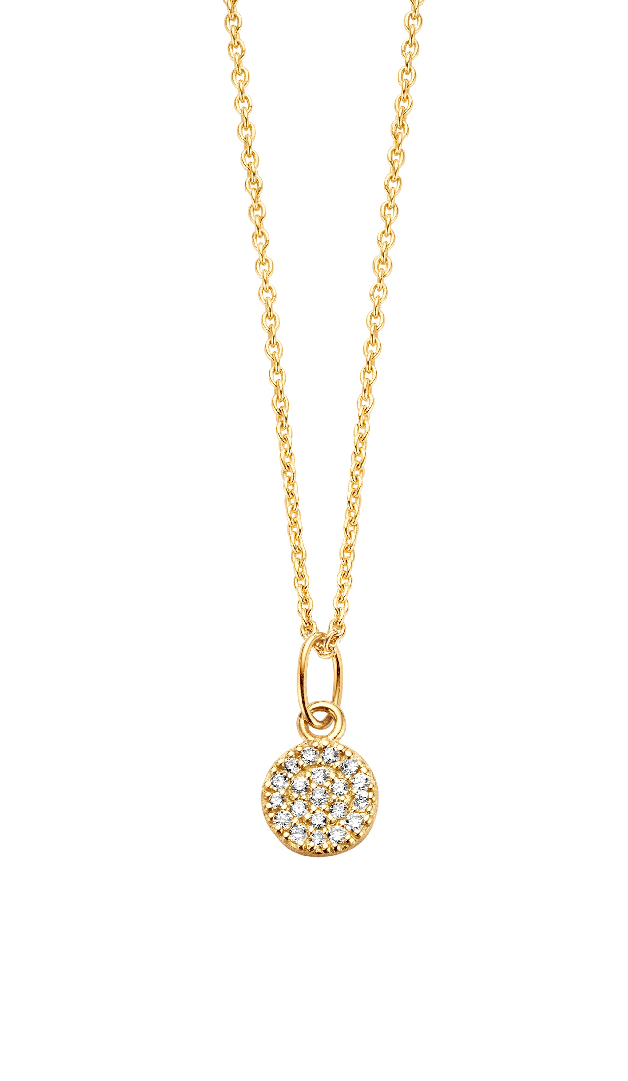 Mini halskæde 45 cm - 14 kt. guld med 0,1 CT brillantslebne diamanter-1