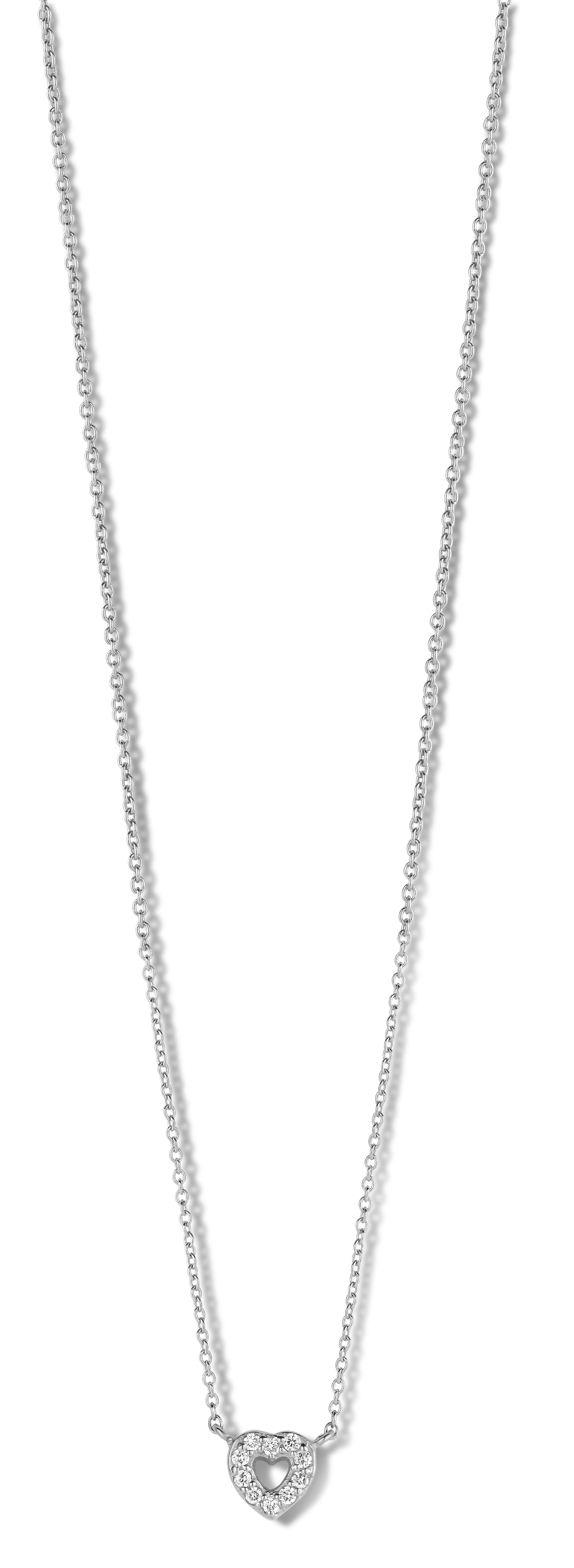 Devotion halskæde 45 cm - 14 kt. hvidguld med 0,05 CT brillantslebne diamanter-1