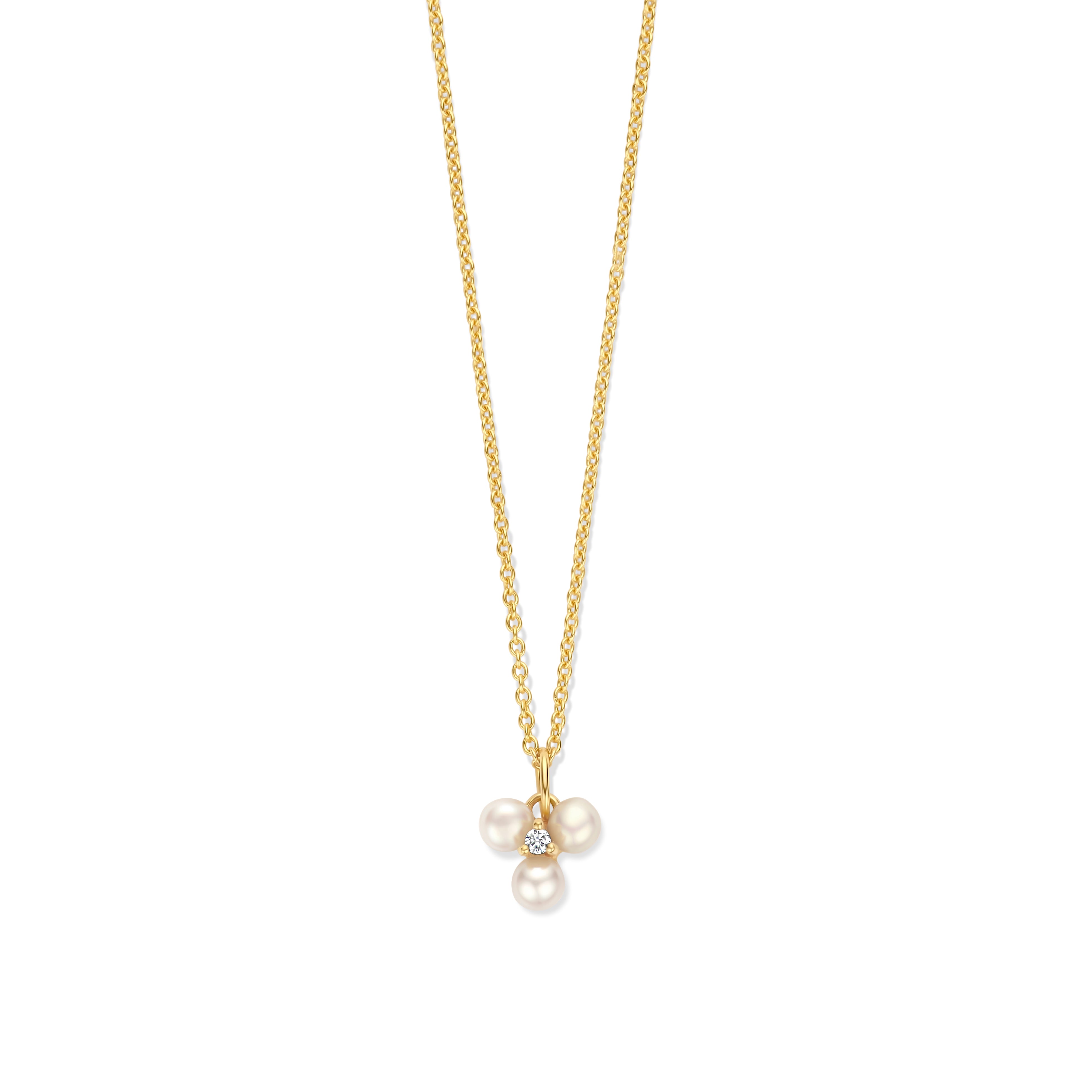 Viola pearl halskæde - 14 kt. guld med 0,01 CT brilliantsleben diamant og ferskvandsperler-1