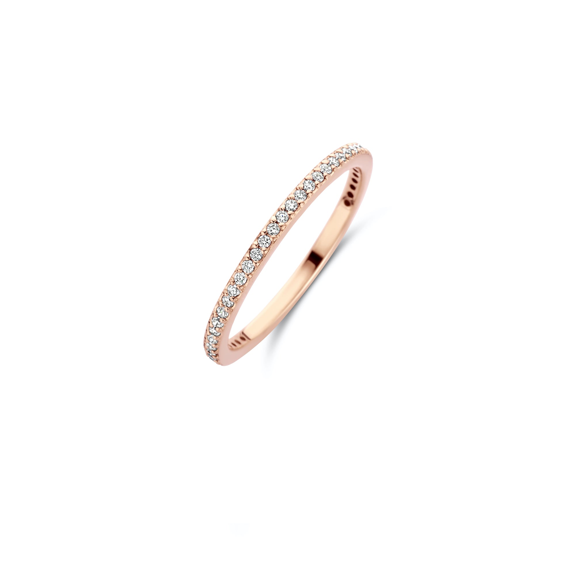 Chic polished ring 1,5 mm - sterlingsølv rosa forgyldt - zirkonia-1