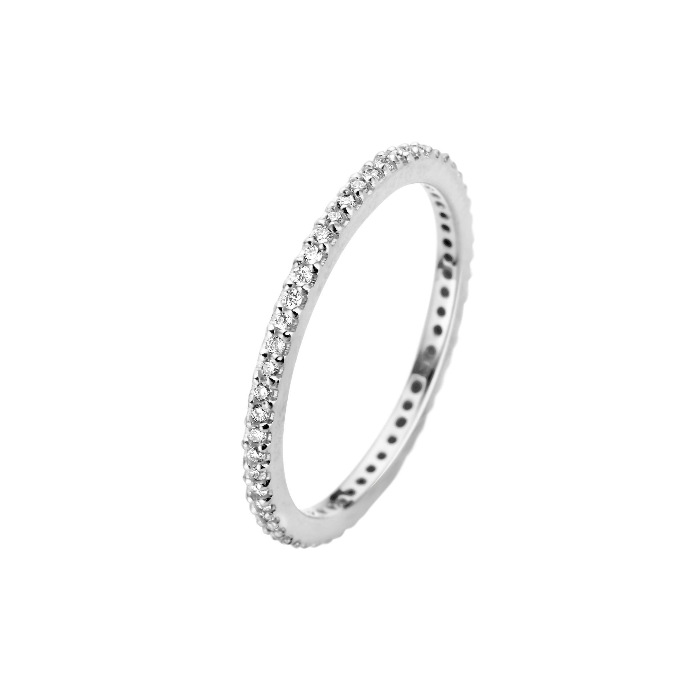 Chich ring 1,5 mm - 14 kt. hvidguld med diamanter-1