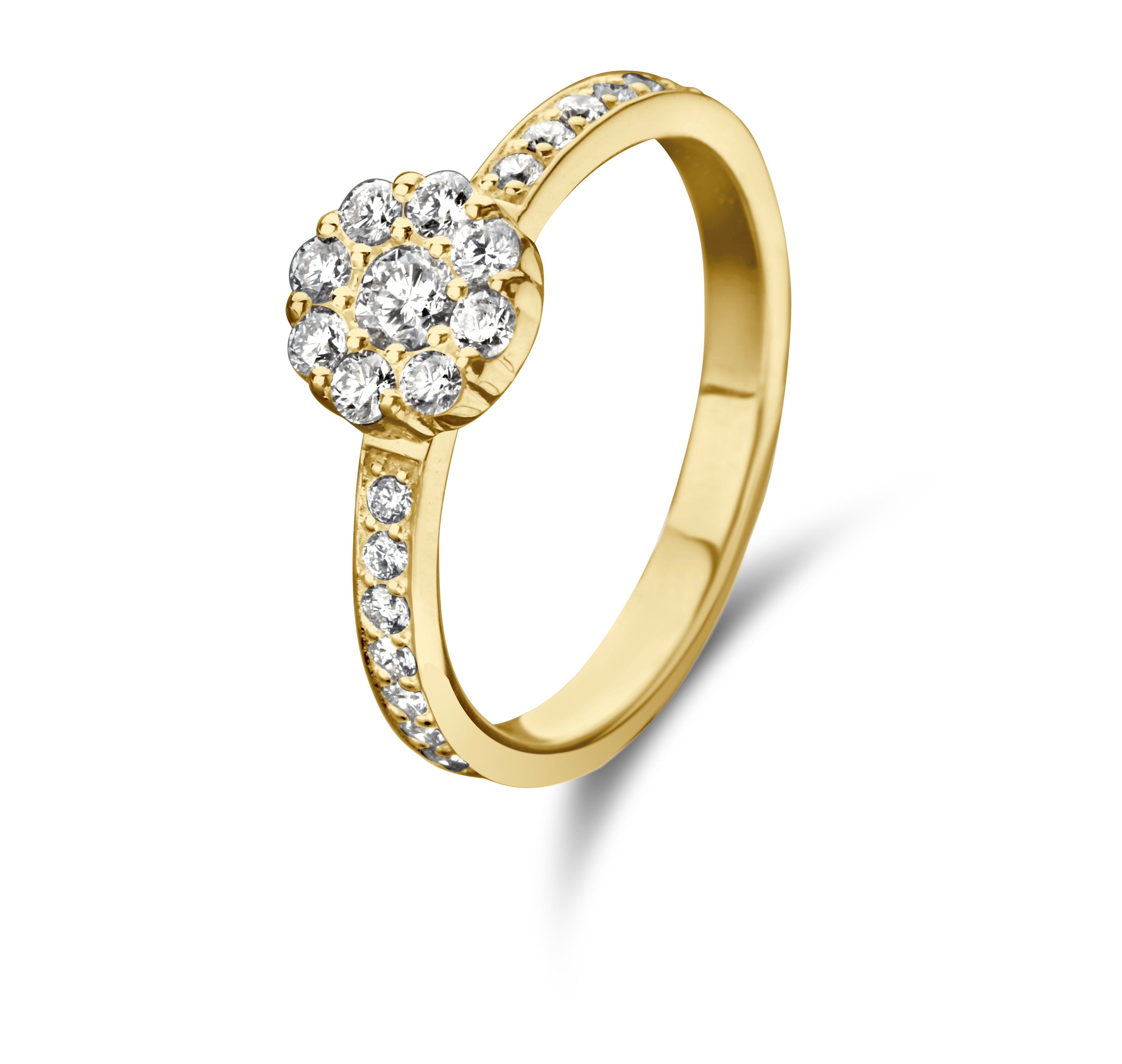 Vanity ring - 14 kt. guld med brillantslebne diamanter-1