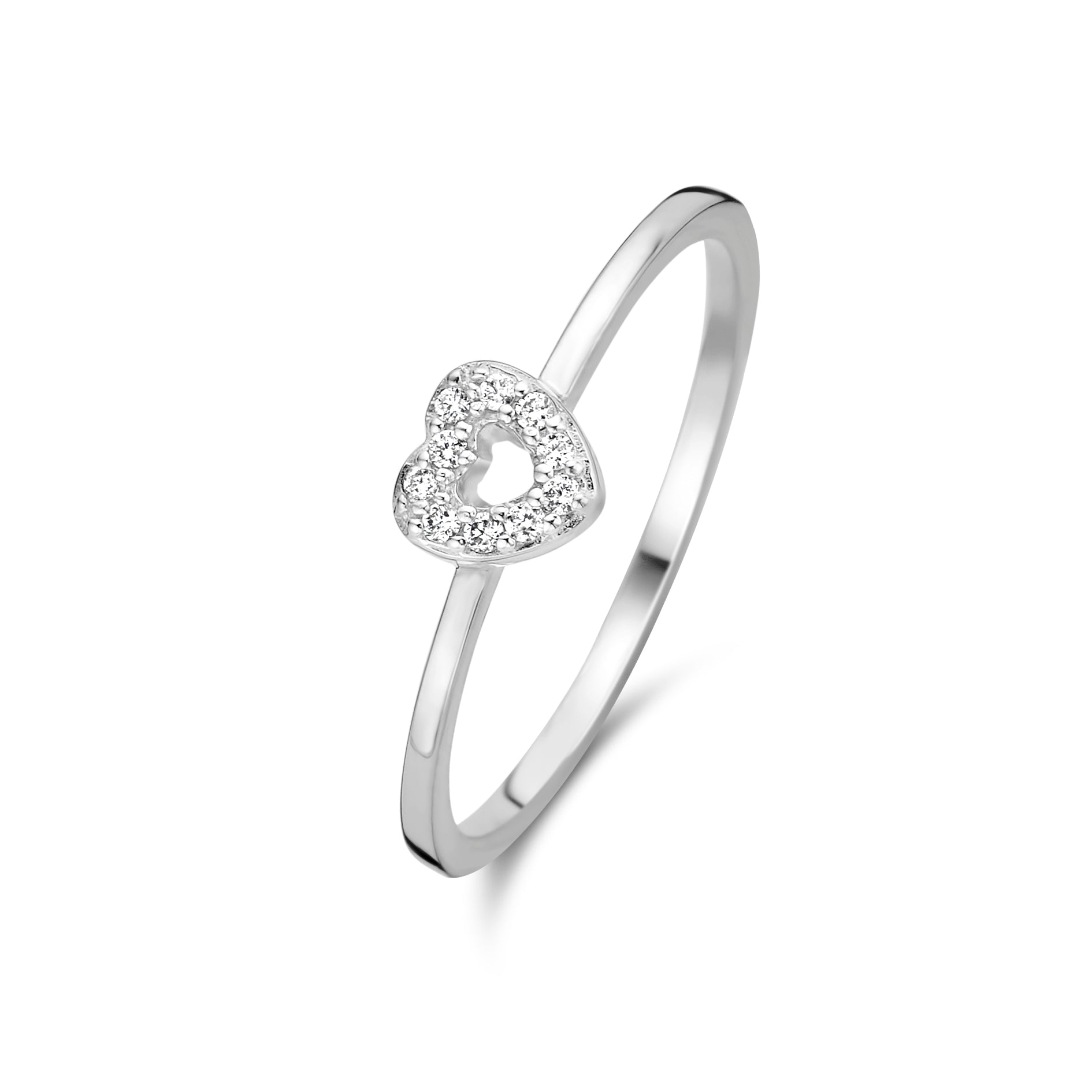 Devotion ring - 14. kt. hvidguld med 0,05 CT brillantslebne diamanter-1