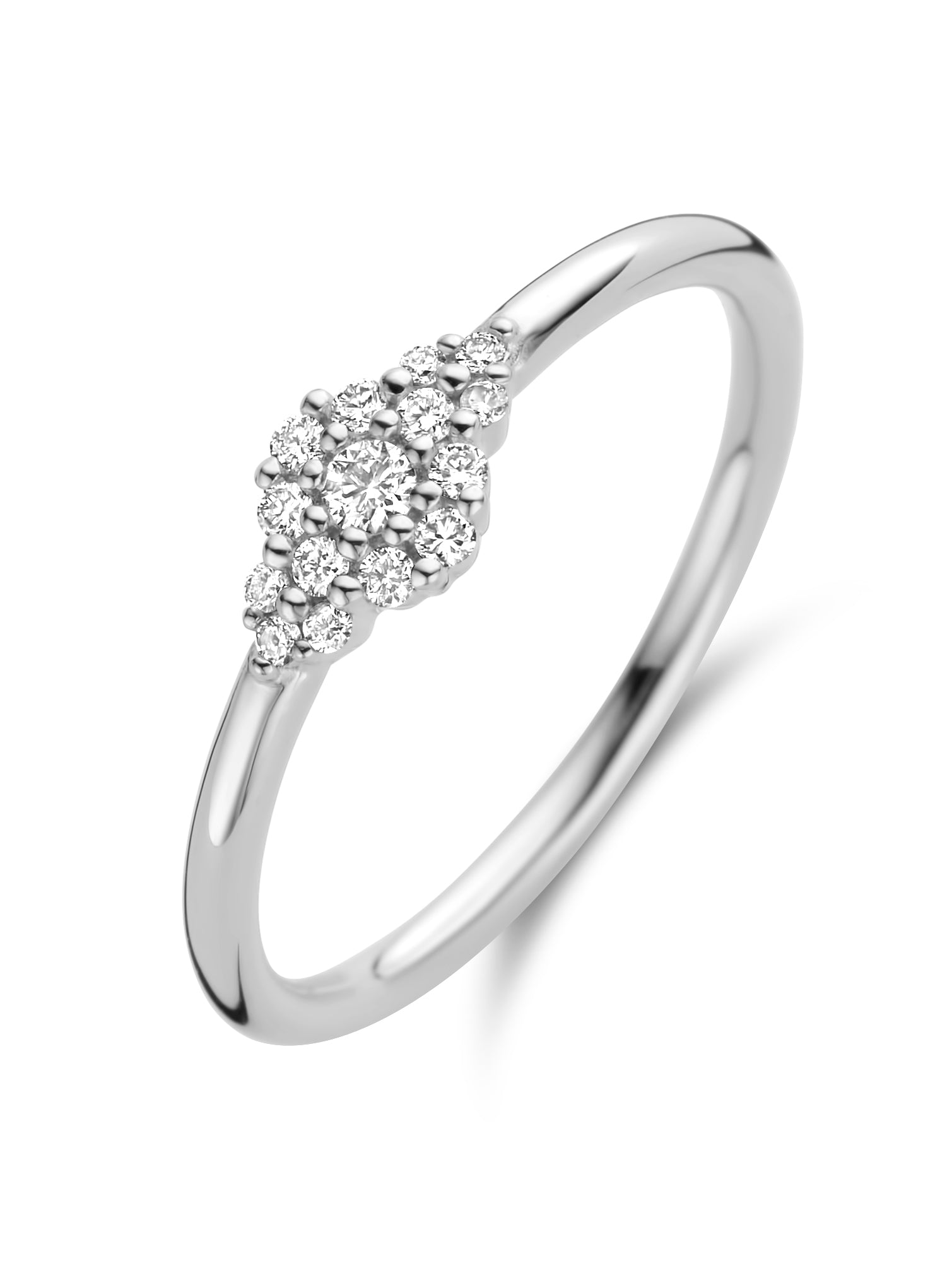 Ascot ring small - 14 kt. hvidguld med brilliantslebne diamanter-1