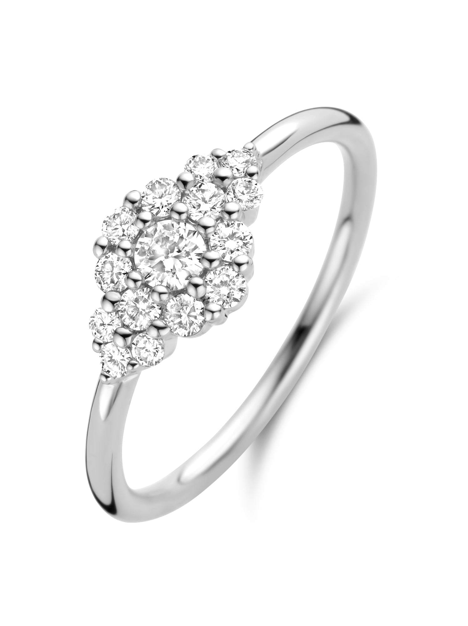 Ascot ring large - 14 kt. hvidguld med brilliantslebne diamanter-1