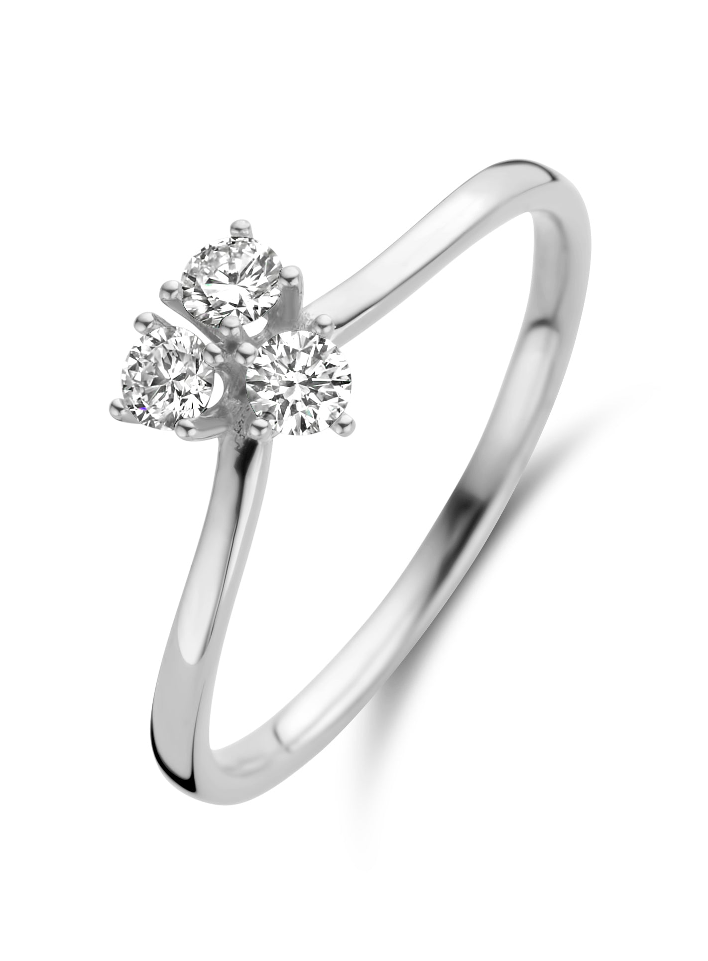 Juliet ring large - 14 kt. hvidguld med brilliantslebne diamanter-1