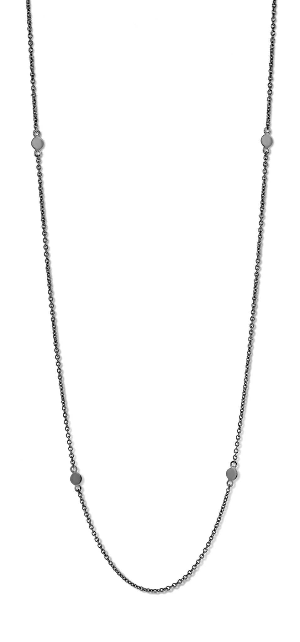 Obsession halskæde 60/70 cm - sølv sort ruthineret-2